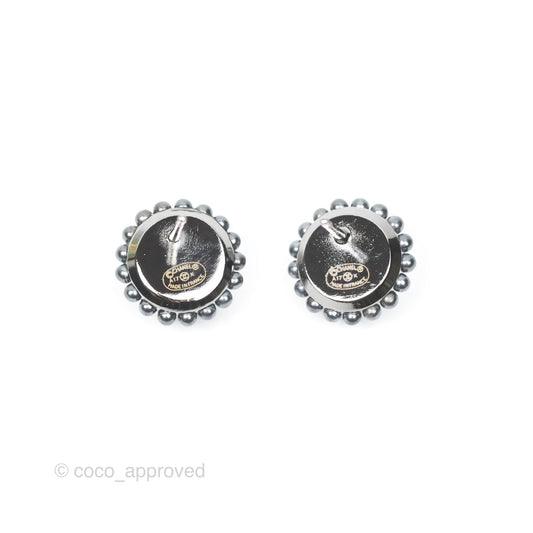 Chanel CC Round Earrings Gun Metal 17K