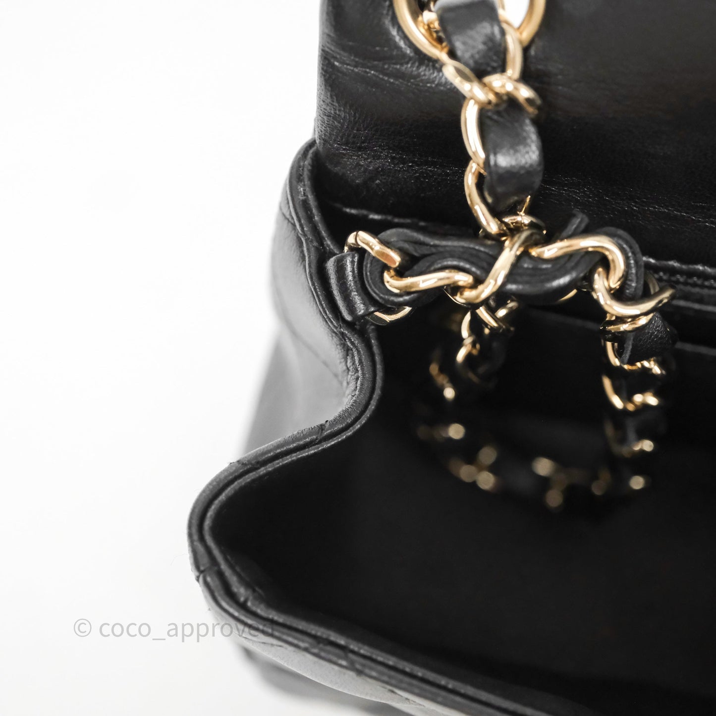 Chanel Mini Square Quilted Black Lambskin Gold Hardware