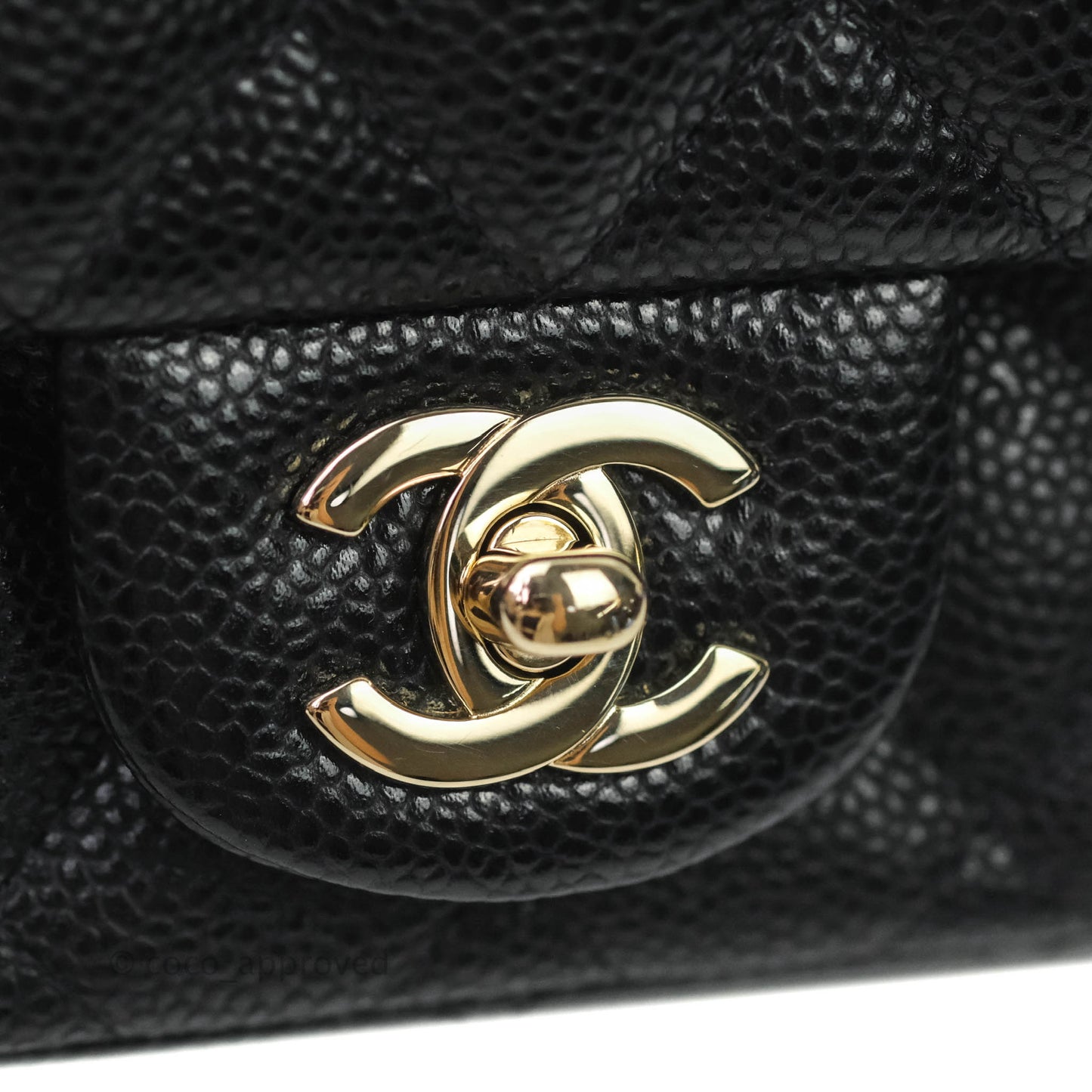 Chanel Mini Square Black Caviar Gold Hardware 18S