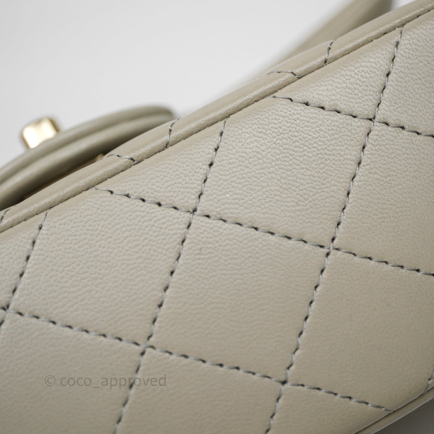 Chanel Mini Rectangular Flap Quilted Light Grey Lambskin Gold Hardware 22C