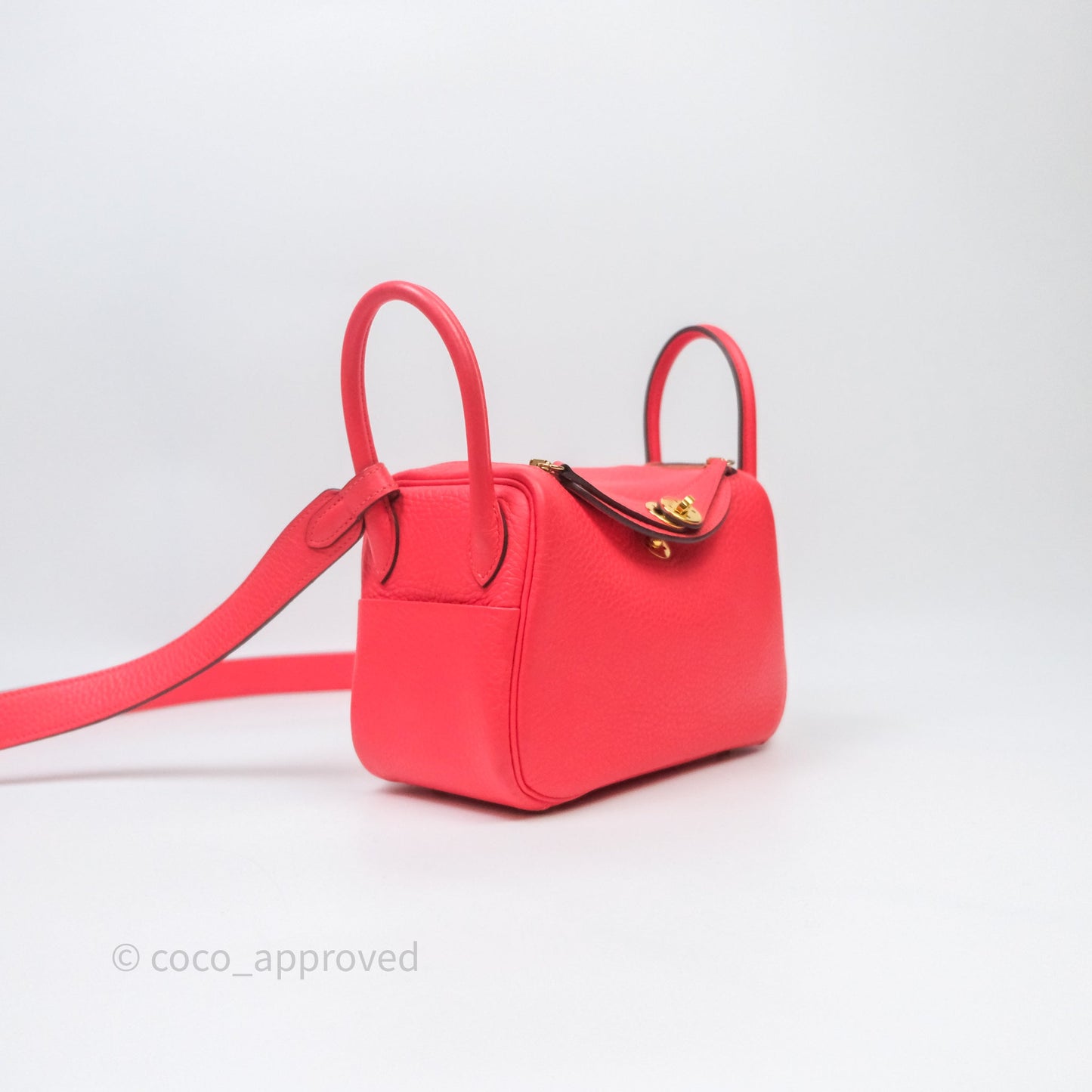 Hermès Mini Lindy 0E Rose Texas Clemence Gold Hardware