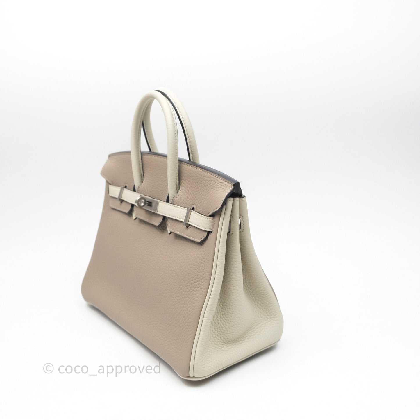 Hermès Birkin 25 Special Order Retourne Gris Tourterelle 81 / Beton 8L Clemence Brushed Palladium Hardware