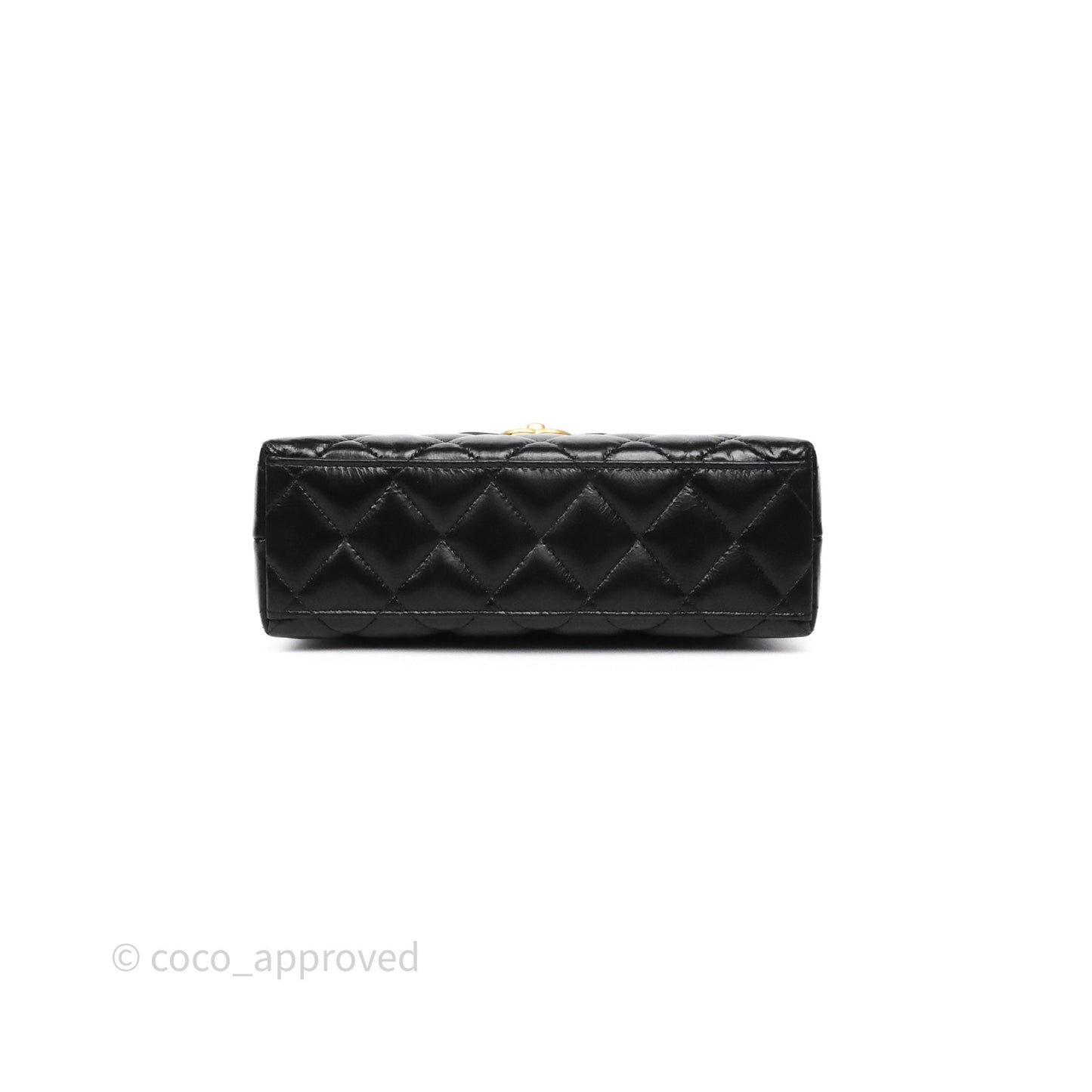 Chanel Kelly Bag Quilted Black Shiny Crumpled Calfskin Aged Gold Hardware