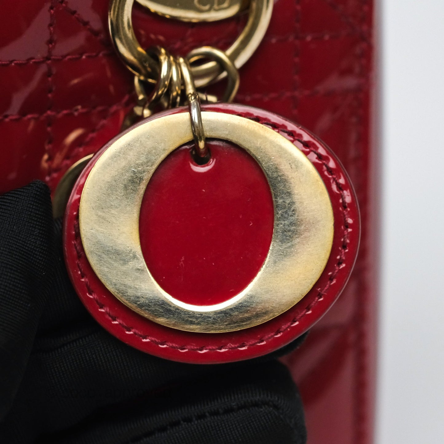 Christian Dior Mini Lady Dior Red Patent Cannage Gold Hardware