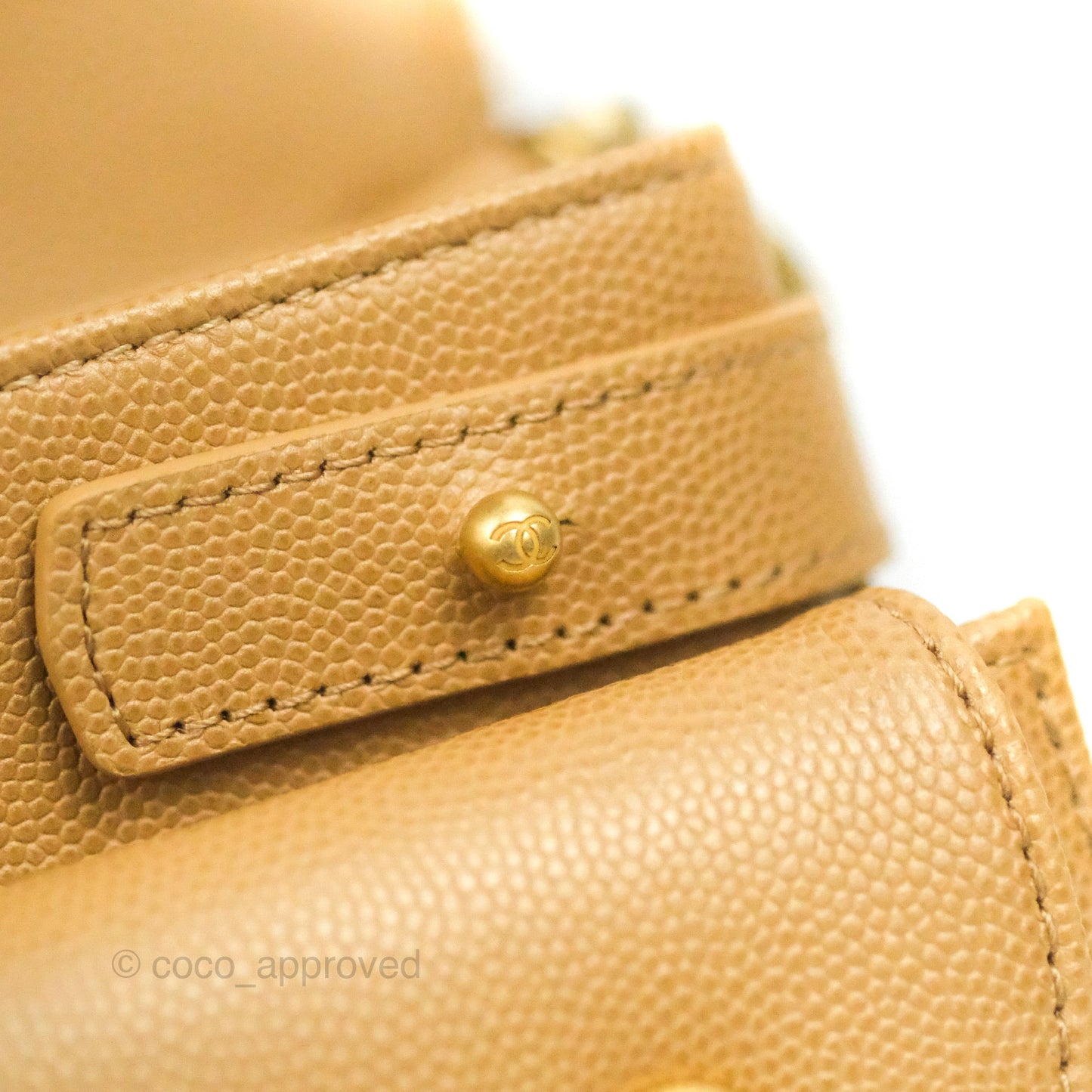 Chanel Mini Messenger Bag Beige Caviar Gold Hardware 21K