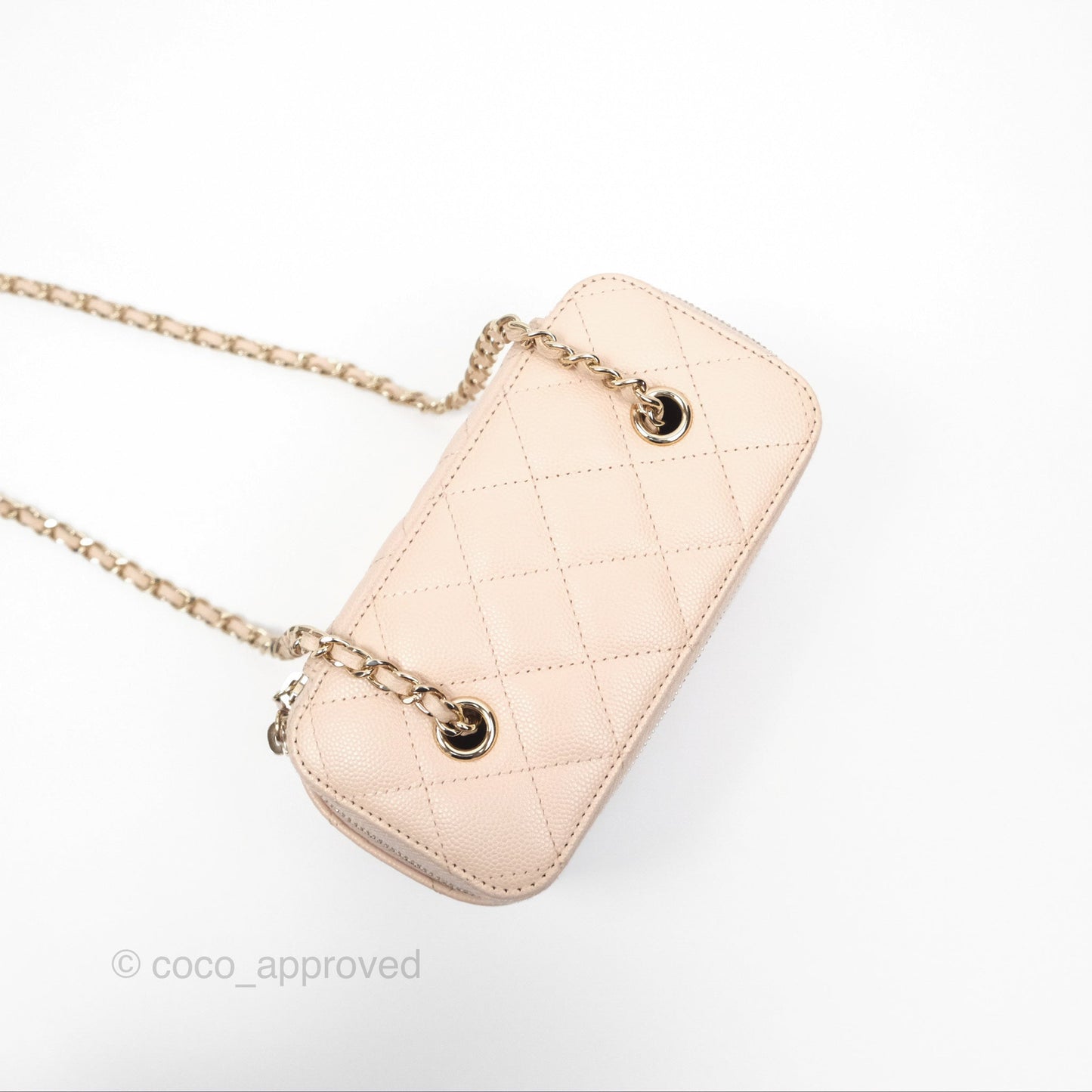 Chanel Vanity Rectangular With Chain Pink Caviar Gold Hardware