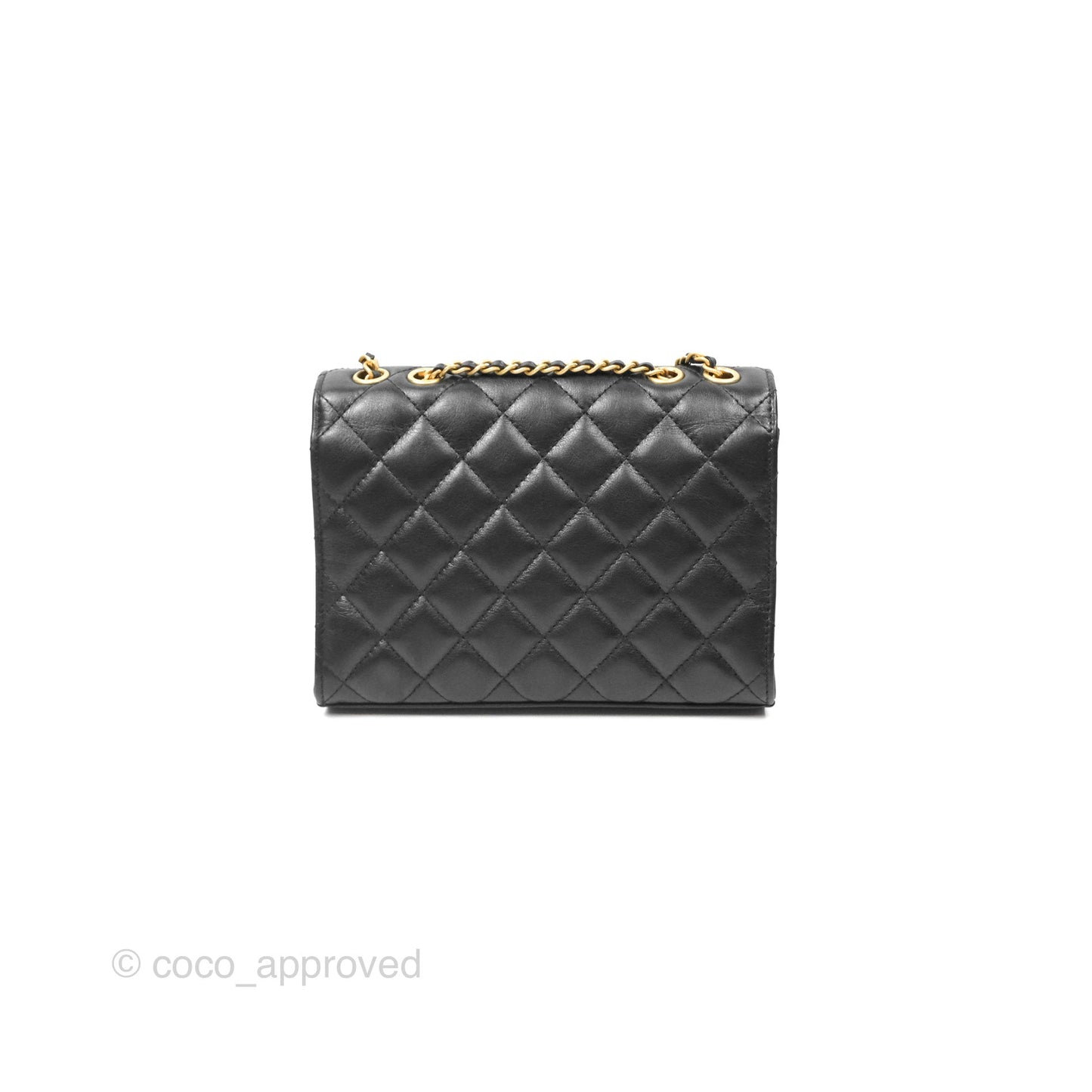 Chanel Triple Flap Bag Quilted Black Calfskin Aged Gold Hardware