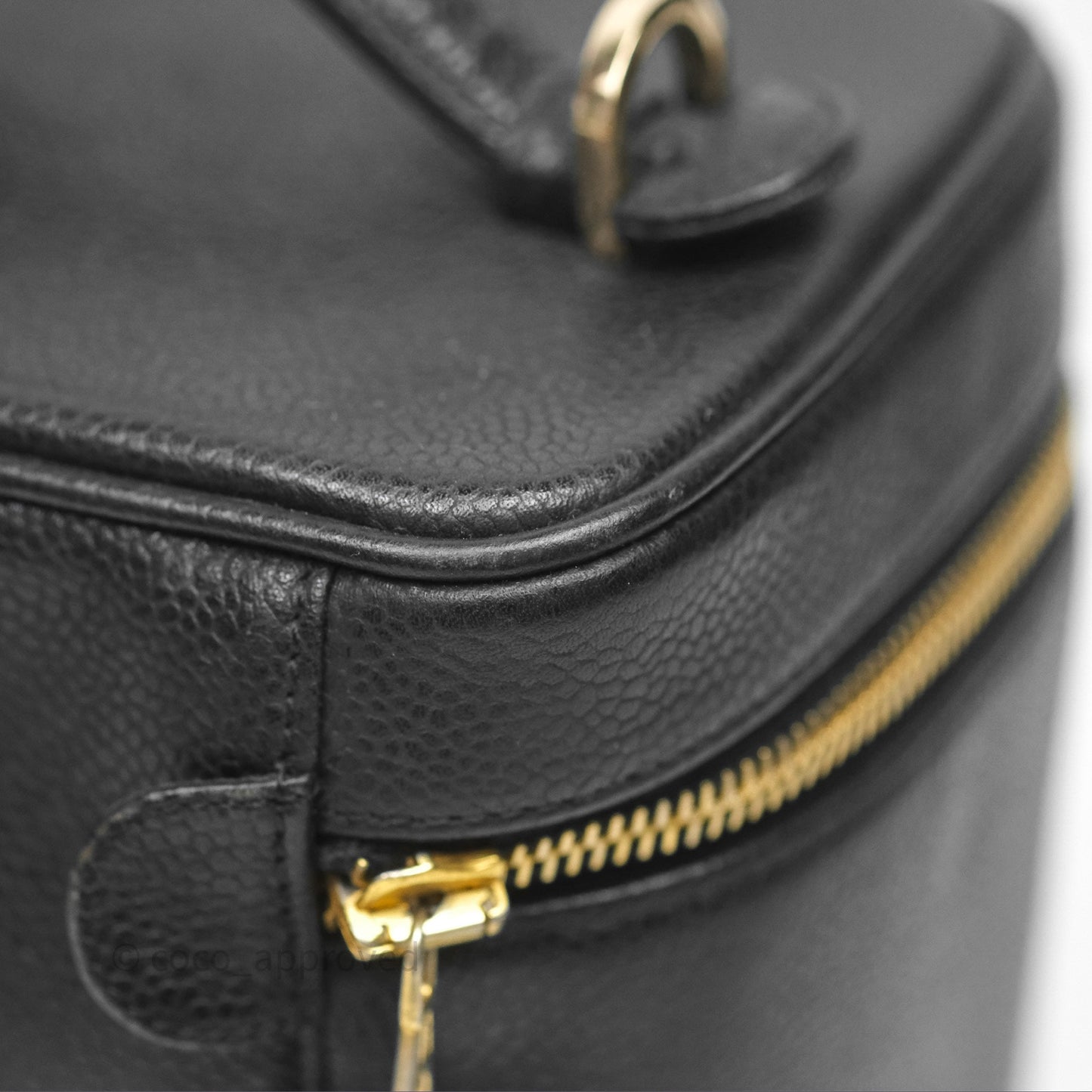 Chanel Vintage Vanity Case Black Caviar Gold Hardware