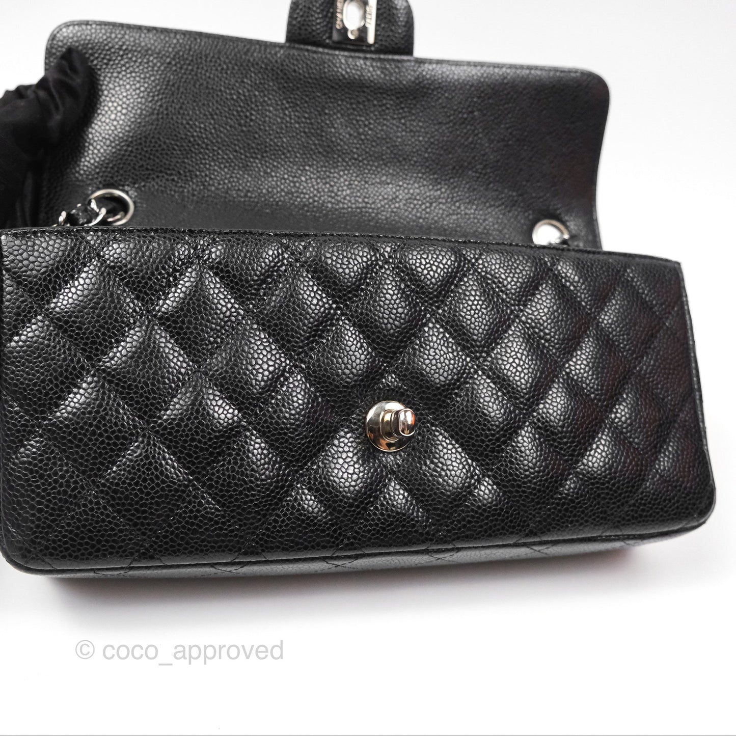Chanel East West Flap Bag Black Caviar Silver Hardware