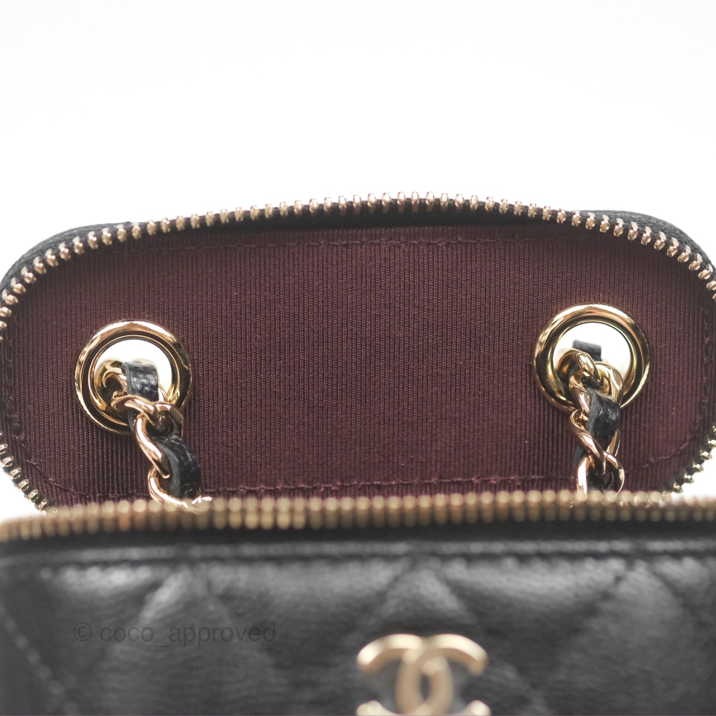 Chanel Classic Mini Vanity With Chain Black Caviar Gold Hardware