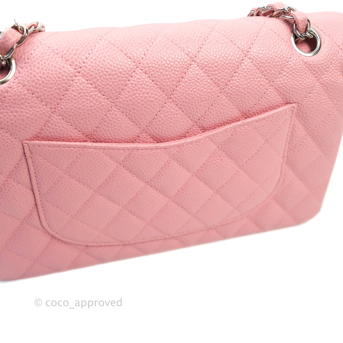 Chanel Quilted M/L Medium Double Flap Pink Caviar Silver Hardware