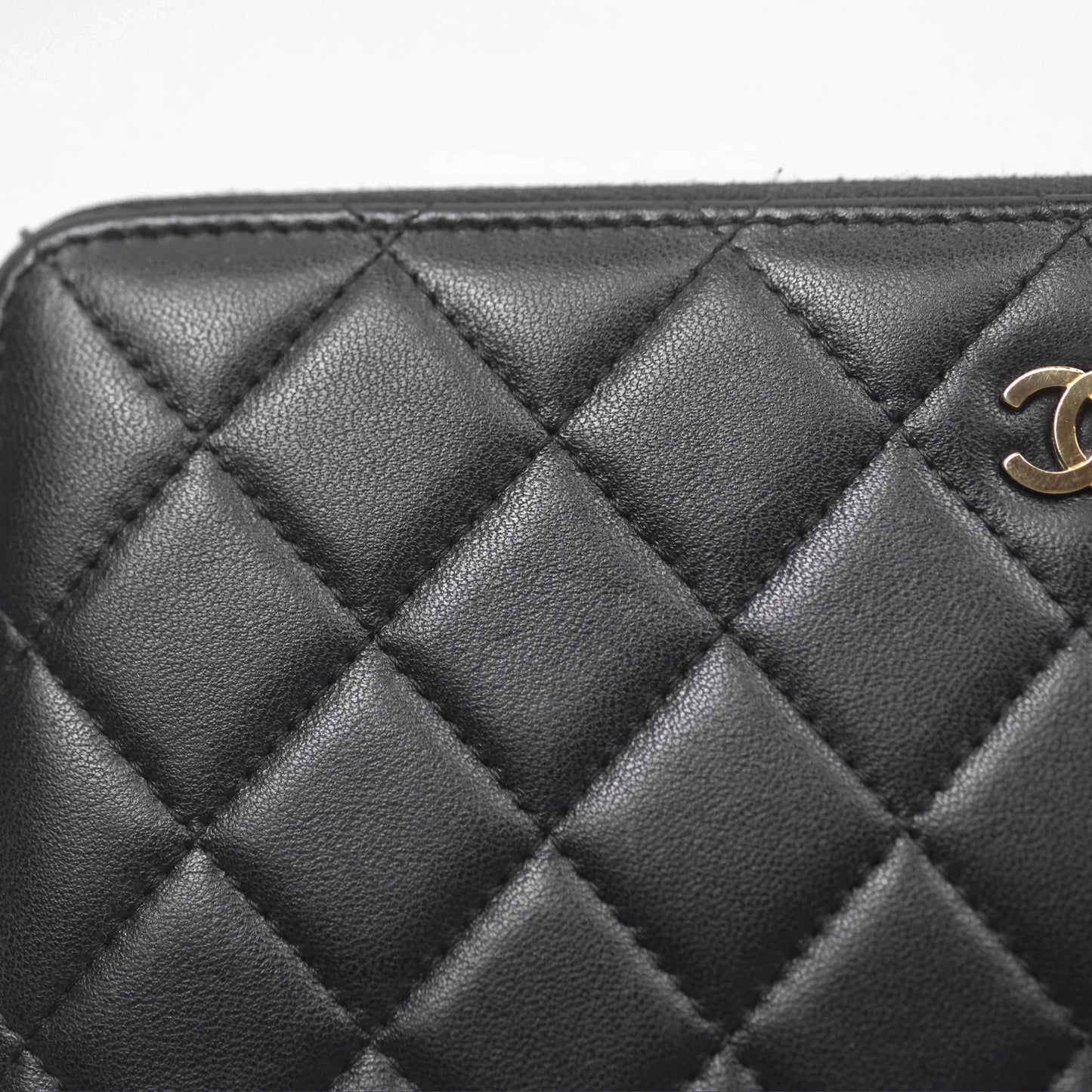 Chanel Zip Around Organiser Wallet Black Lambskin Gold Hardware
