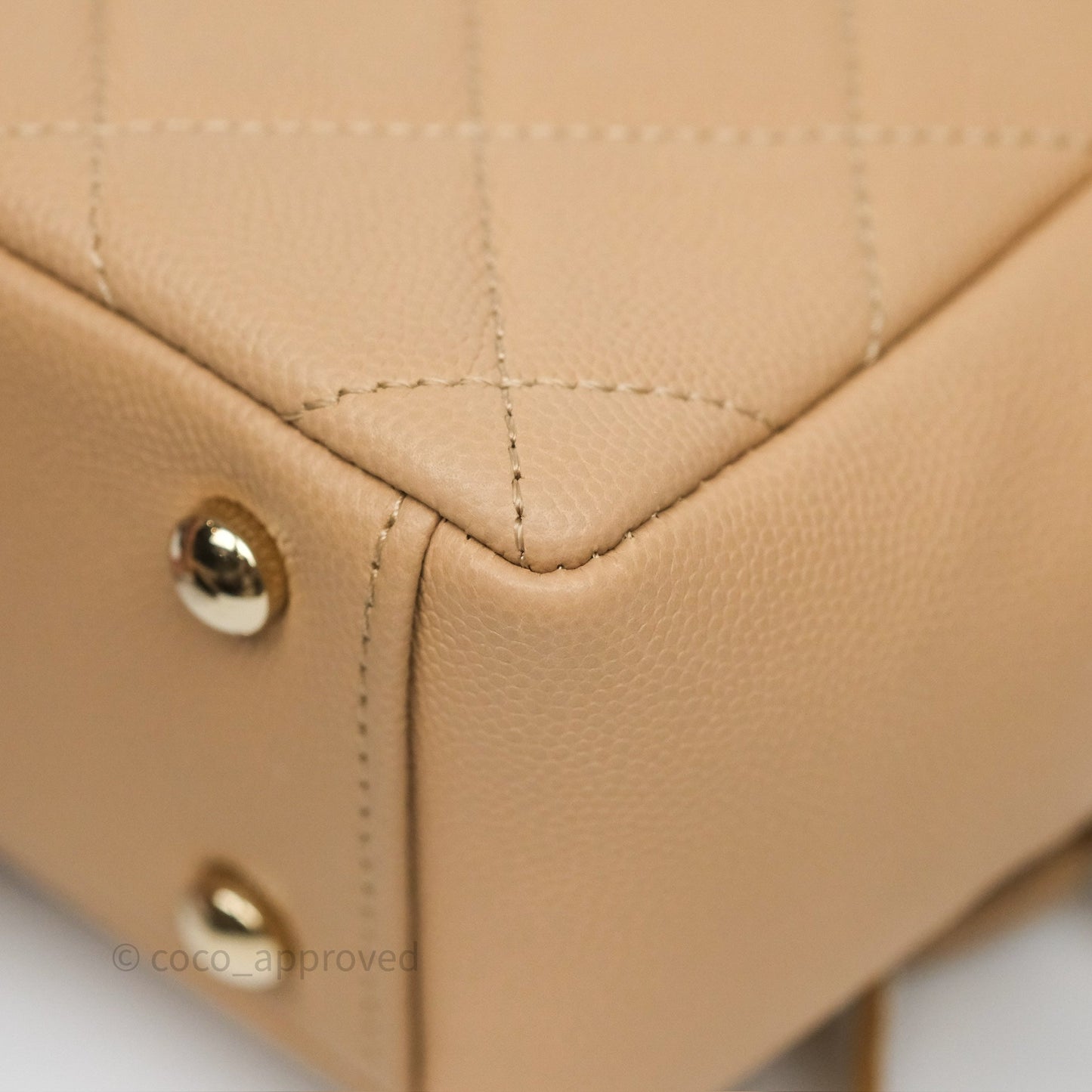 Chanel Small Business Affinity Flap Quilted Beige Caviar Gold Hardware