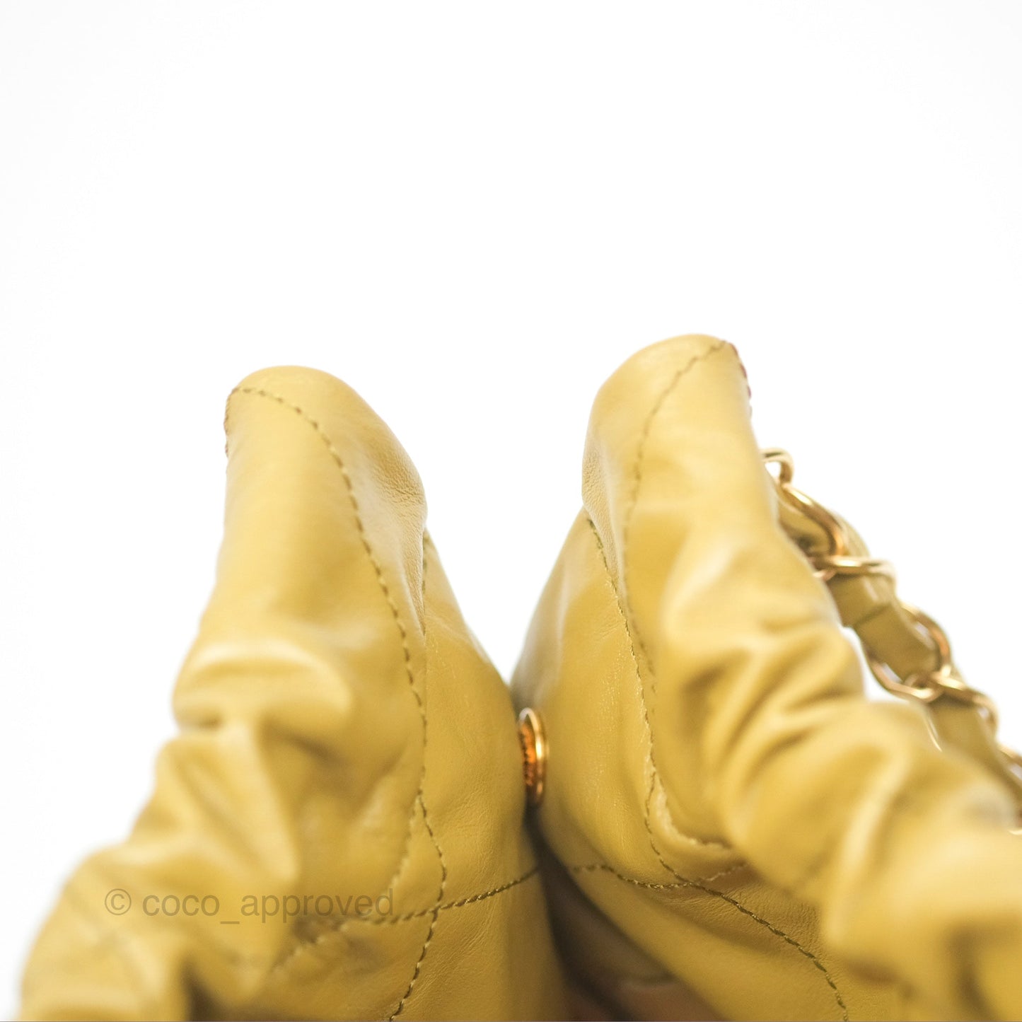 Chanel 22 Medium Olive Shiny Crumpled Calfskin Aged Gold Hardware