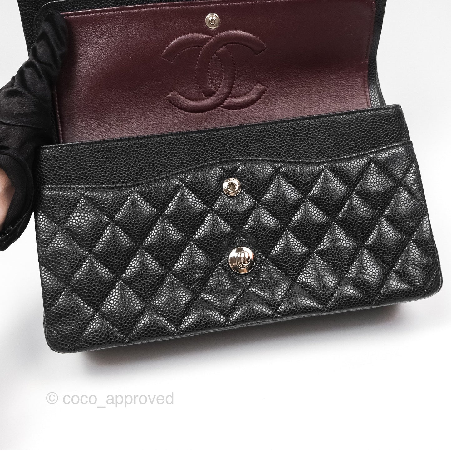 Chanel Classic M/L Medium Flap Quilted Black Caviar Silver Hardware