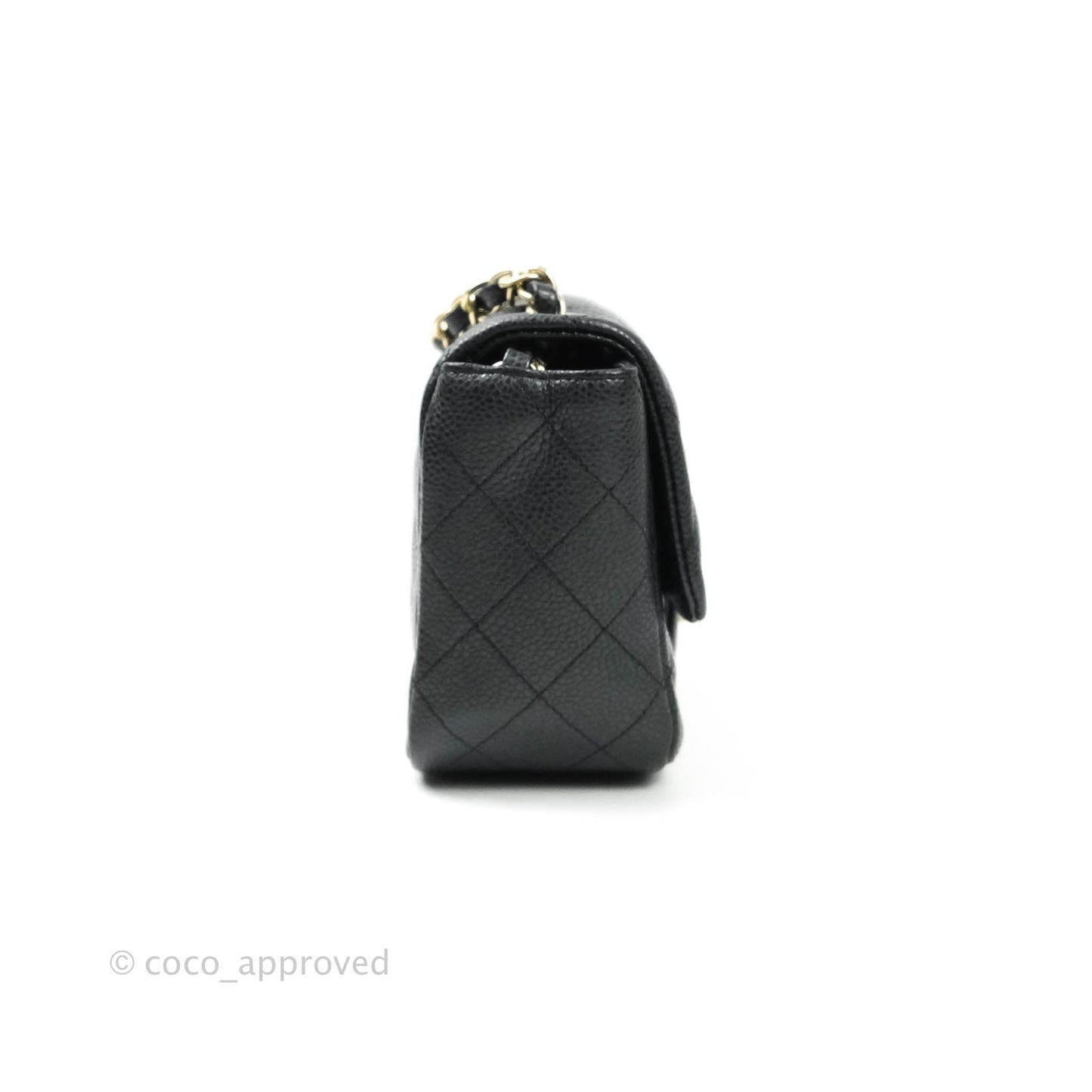 Chanel Mini Square Charcoal Black Caviar Matte Gold Hardware