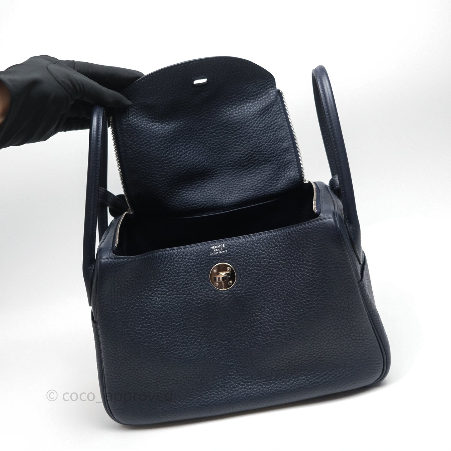 Hermès Lindy 26 Bleu Nuit 2Z Clemence Palladium Hardware