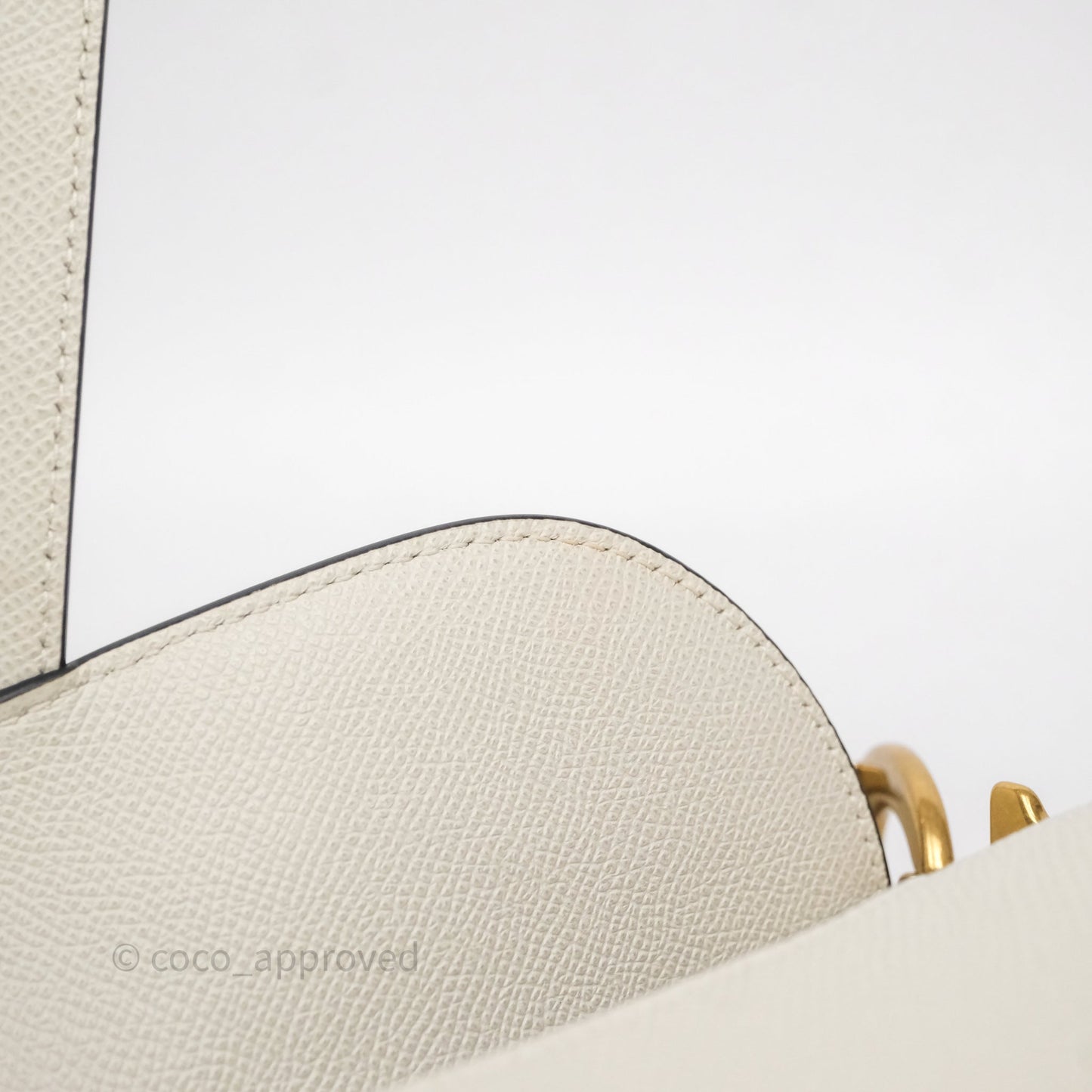 Christian Dior Saddle Bag White Grained Calfskin Gold Hardware