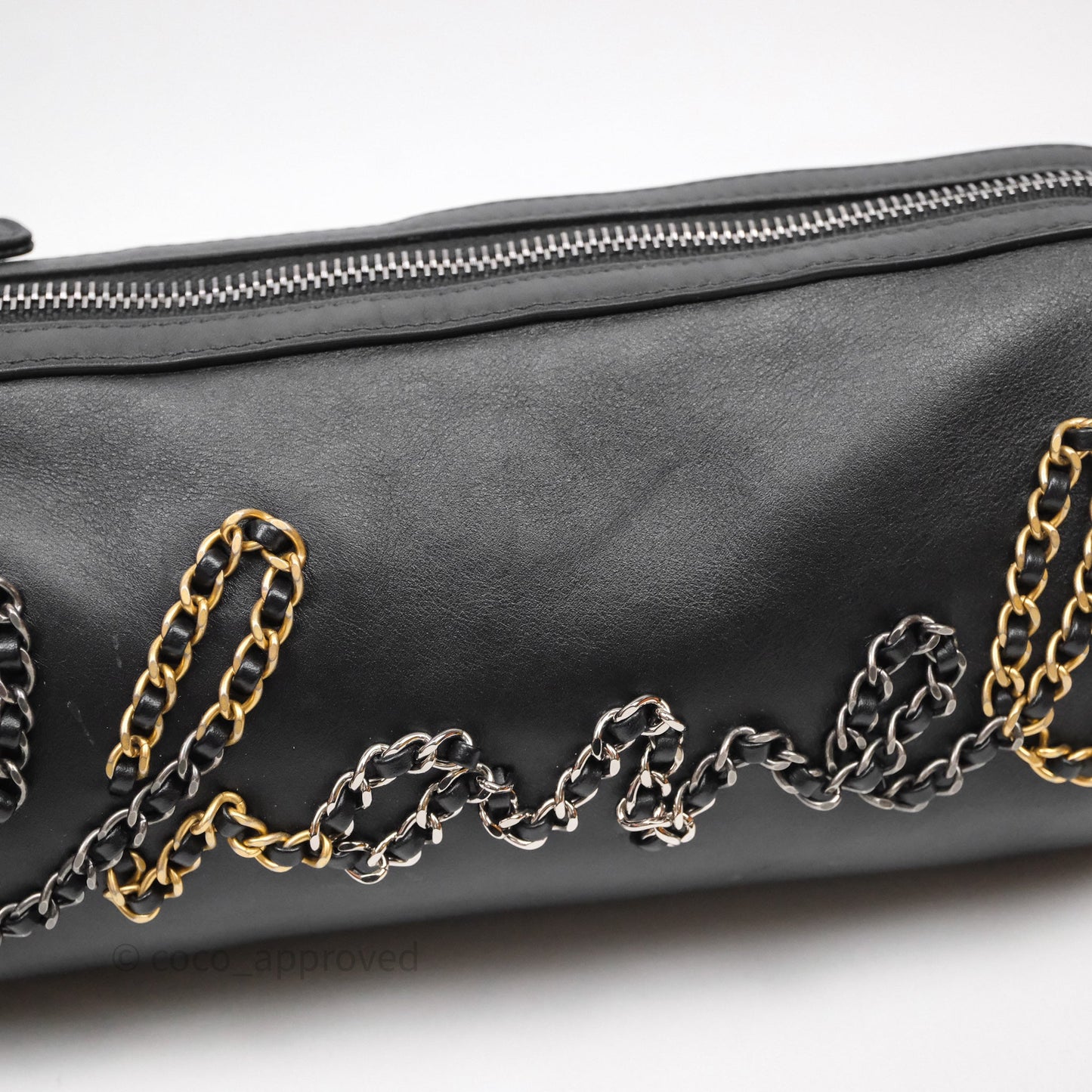 Chanel Logo Bowling Bag Black Calfskin Mixed Hardware