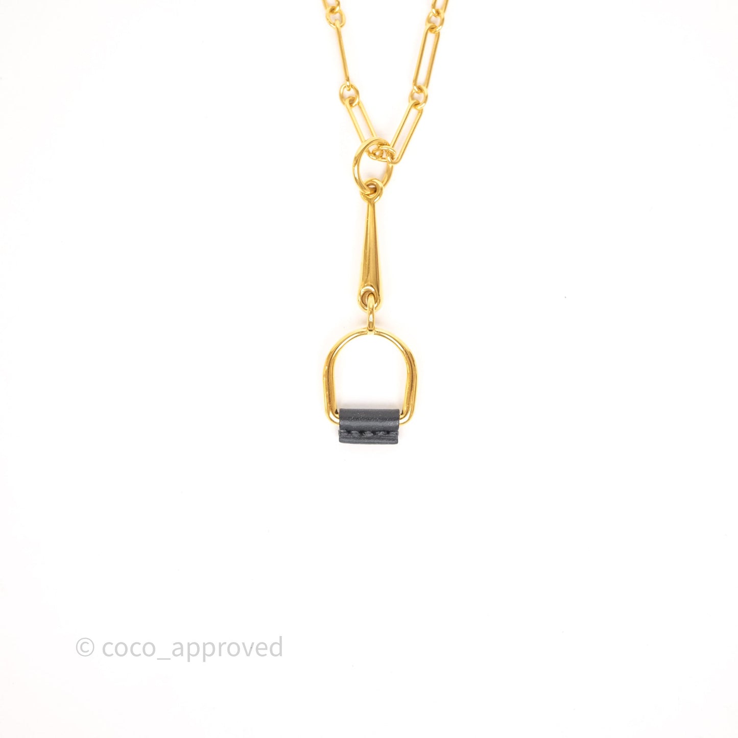 Hermès Heritage Equestre Pendant PM Noir 89 Gold Tone