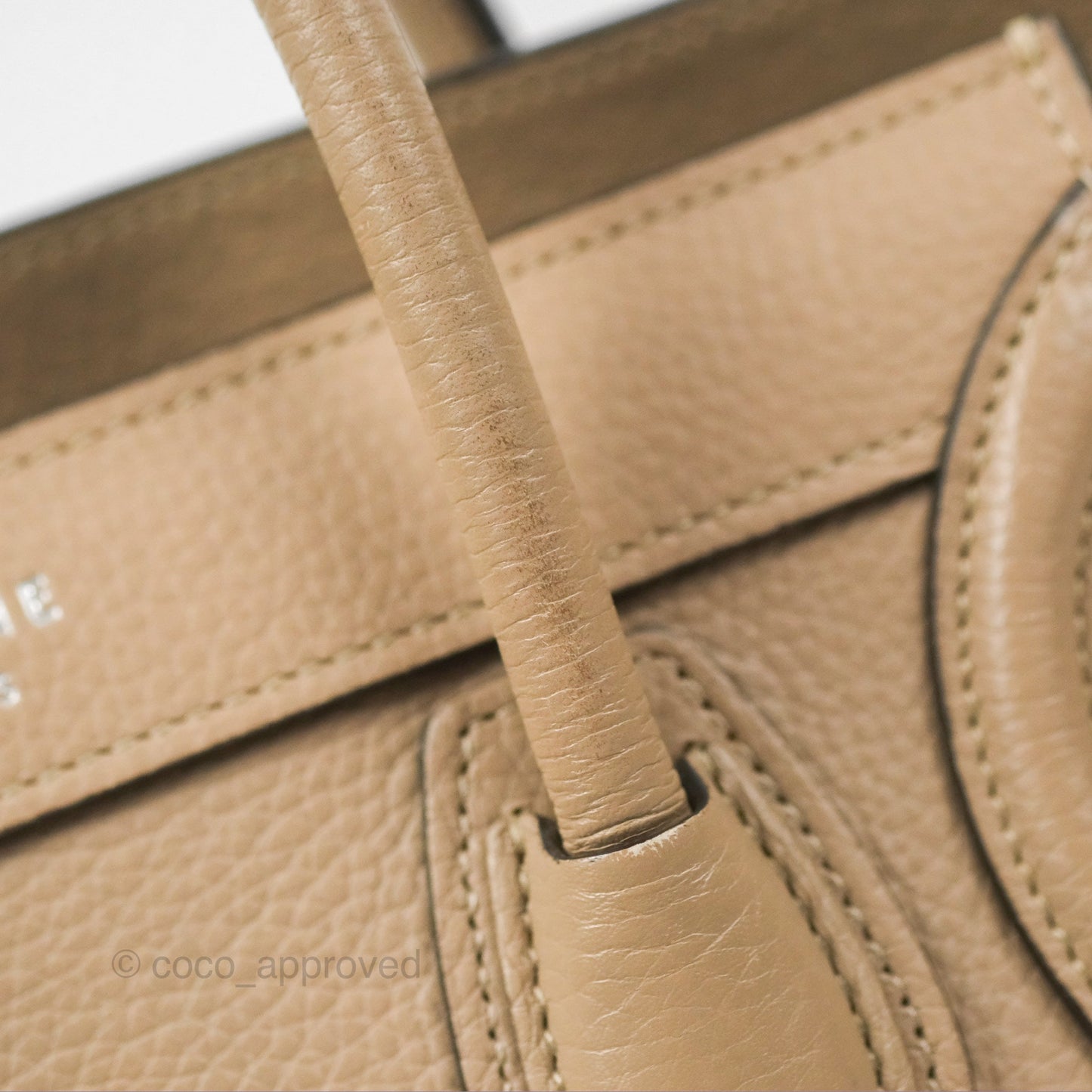 Celine Nano Luggage Bag Dune Drummed Calfskin