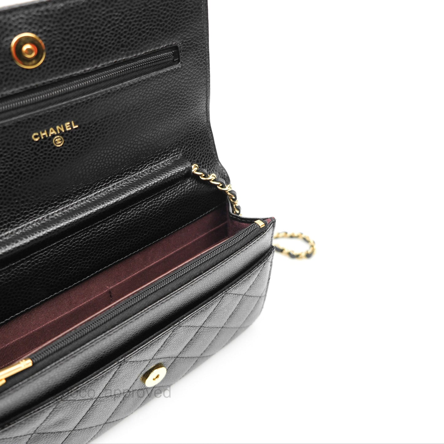 Chanel Quilted Classic Wallet On Chain WOC Black Caviar Gold Hardware