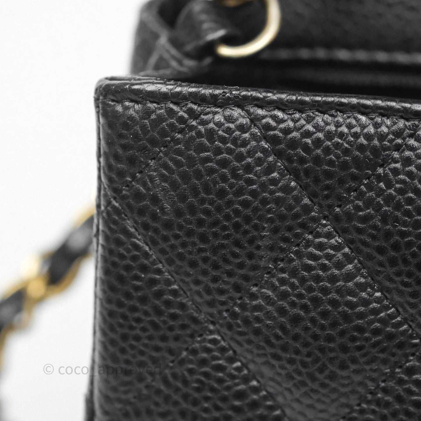 Chanel Mini Rectangular Quilted Black Caviar Aged Gold Hardware