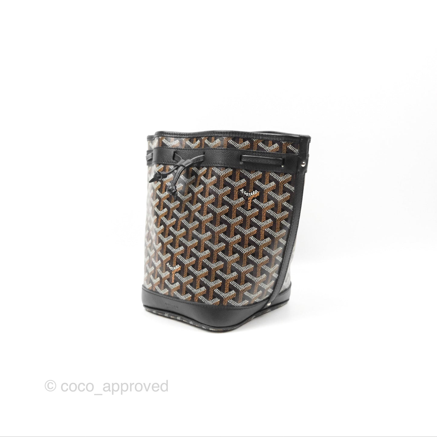 Goyard Petit Flot Bucket Bag Black Goyardine Canvas