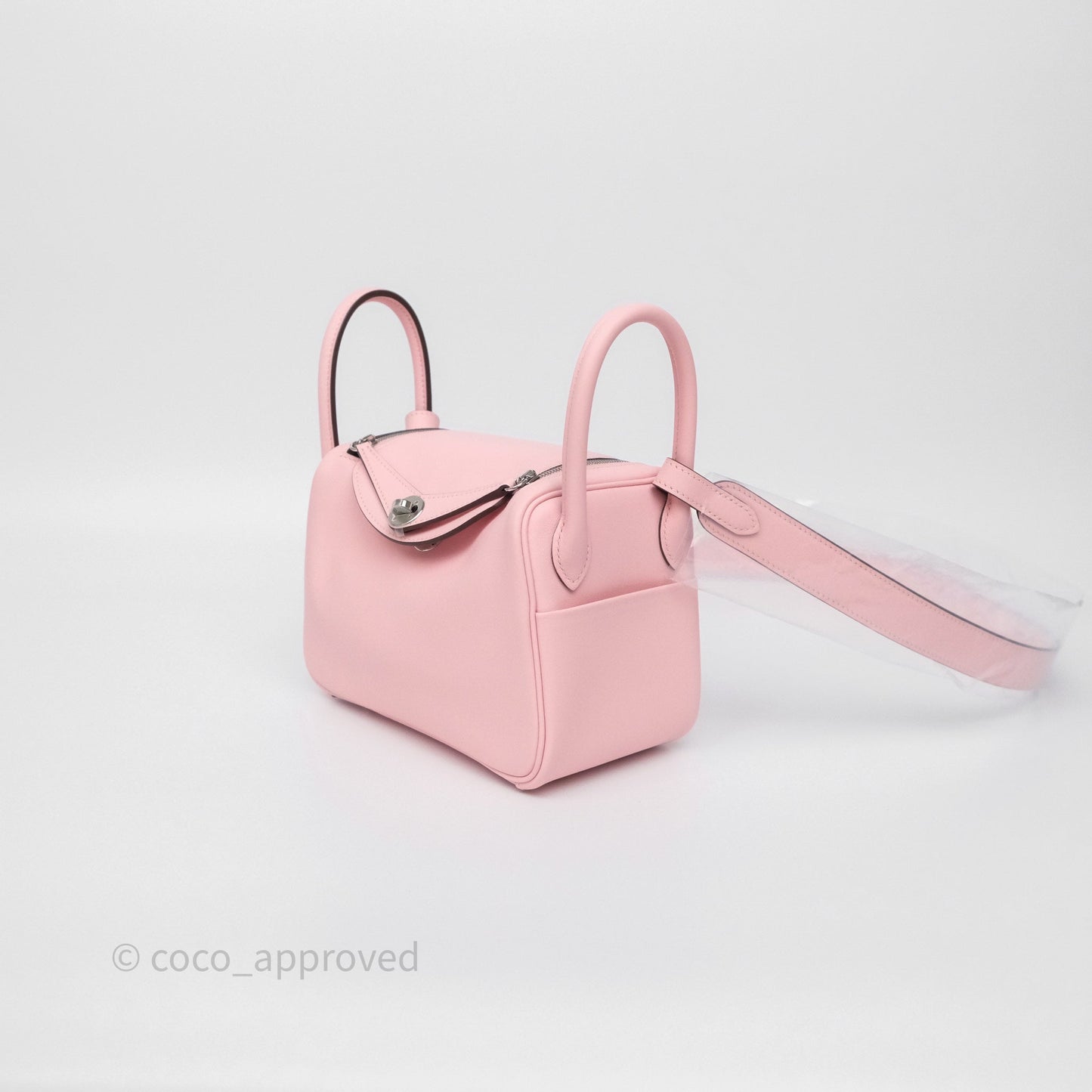 Hermès Mini Lindy II 20 Rose Sakura 3Q Swift Palladium Hardware