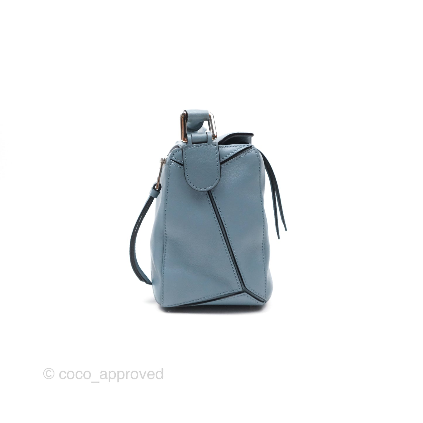 Loewe Small Puzzle Bag Blue Calfskin Silver Hardware