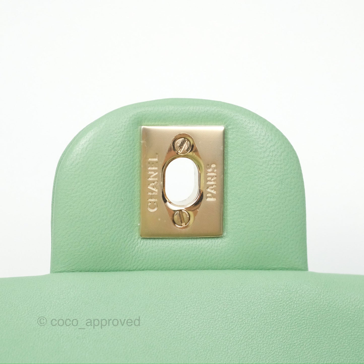 Chanel Top Handle Mini Rectangular Flap Bag Avocado Green Lambskin Gold Hardware