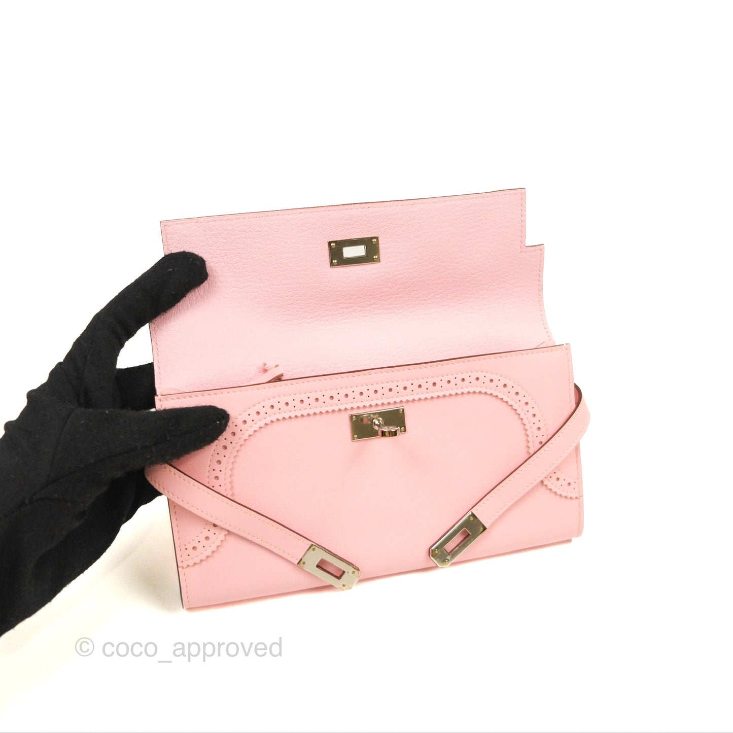 Hermès Ghillies Kelly Wallet Rose Sakura Swift Palladium Hardware