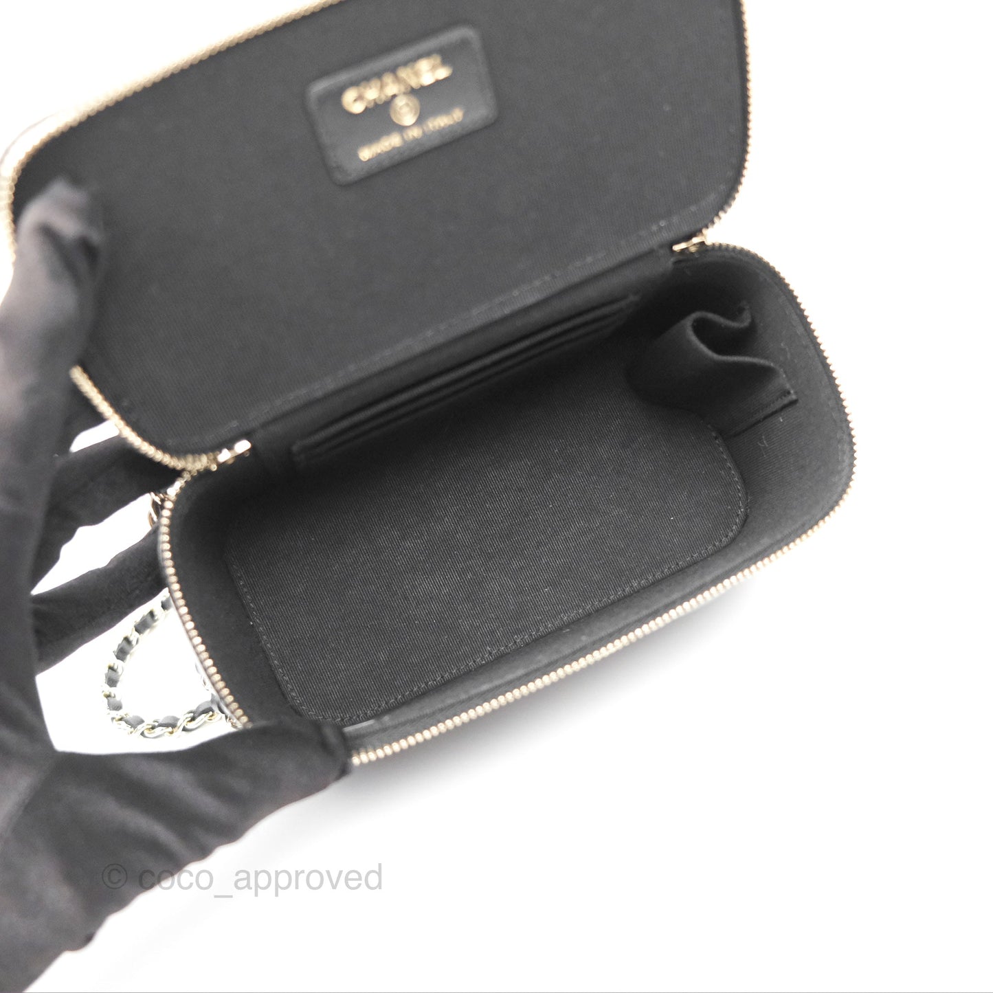 Chanel Vanity Rectangular Top Handle Black Lambskin Gold Hardware