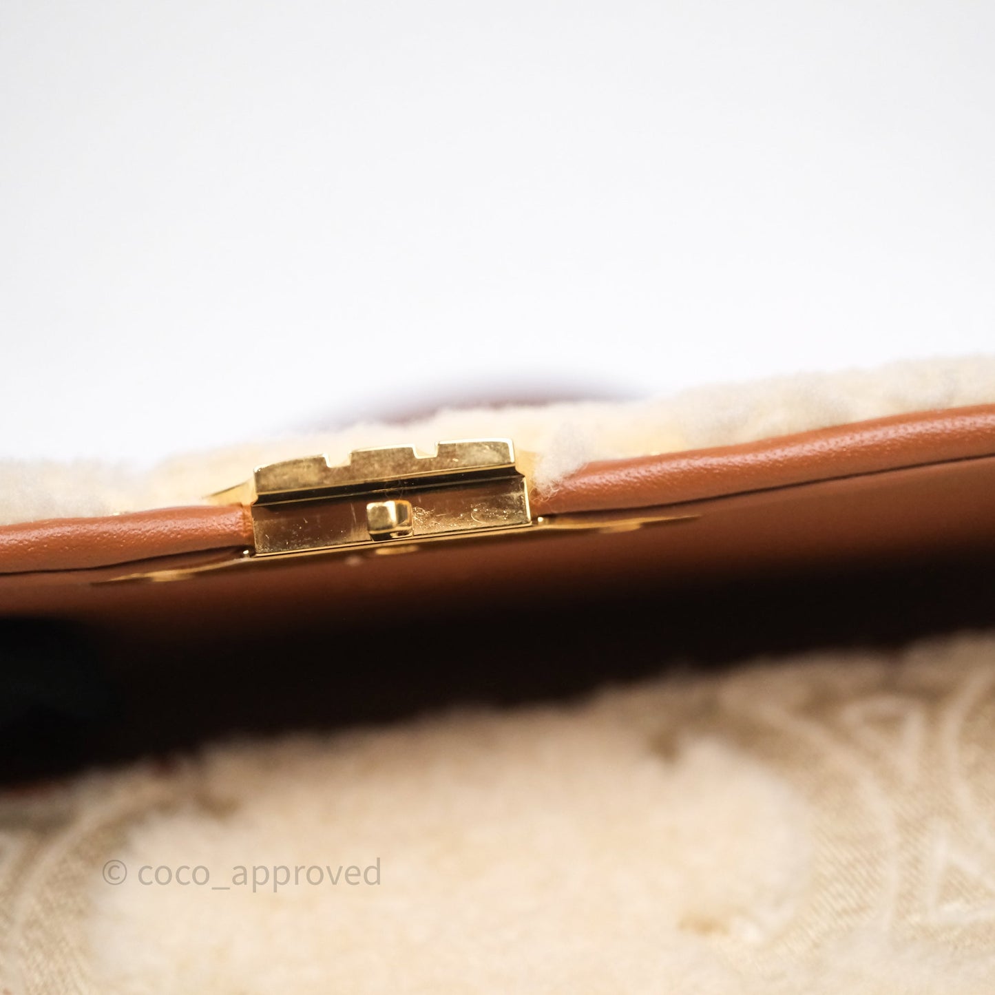 Celine Triomphe Shoulder Bag Beige Shearling