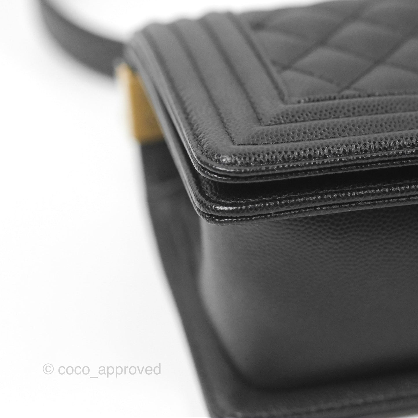 Chanel Small Quilted Boy Black Caviar Gold Hardware