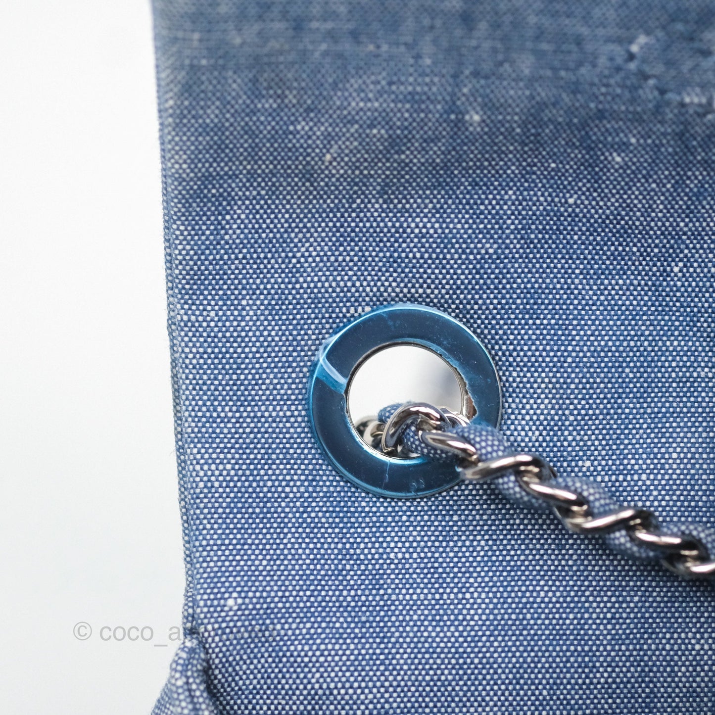 Chanel Quilted Mini Medallion Graphic Denim Blue Silver Hardware