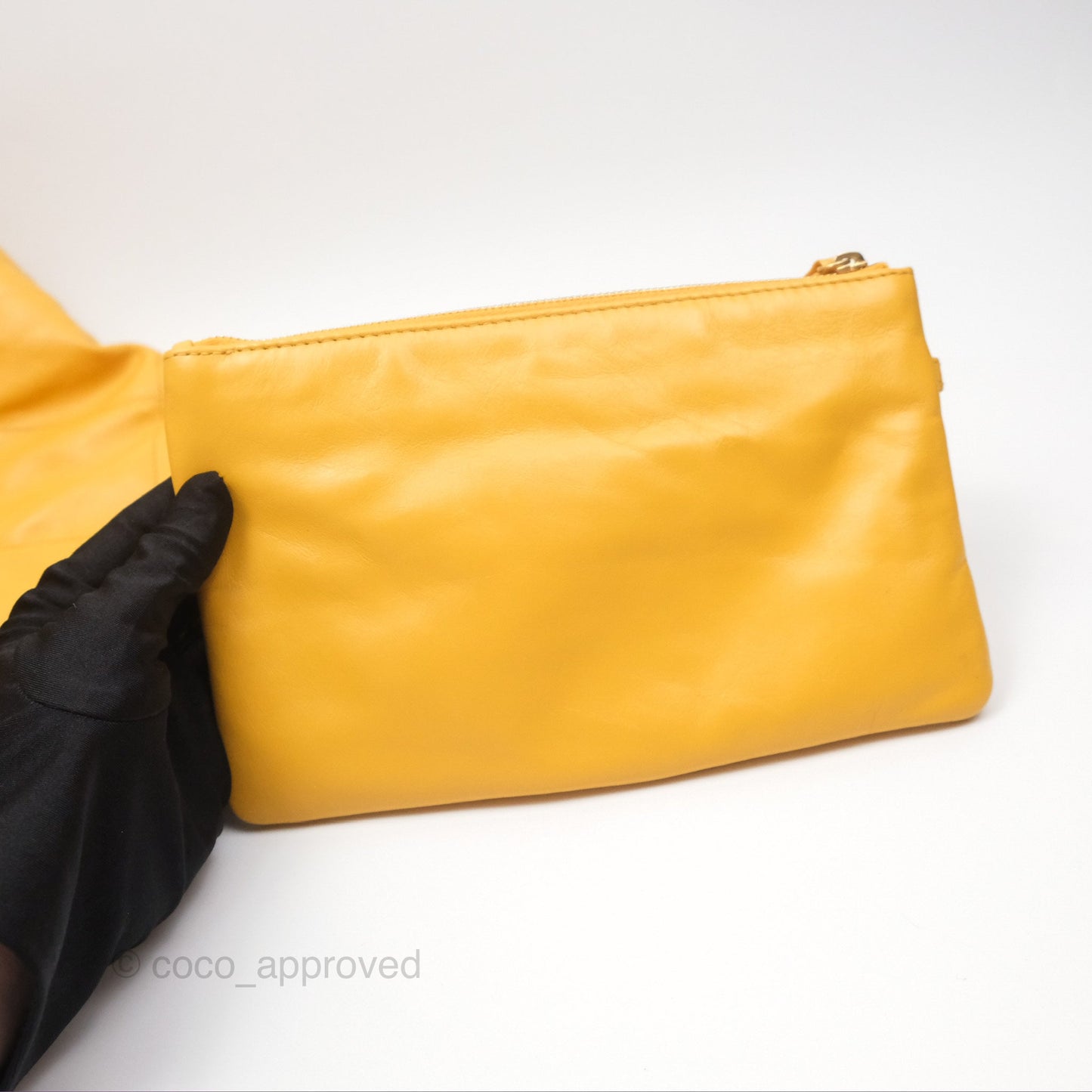 Chanel 22 Small Mustard Yellow Shiny Aged Calfskin Aged Gold Hardware