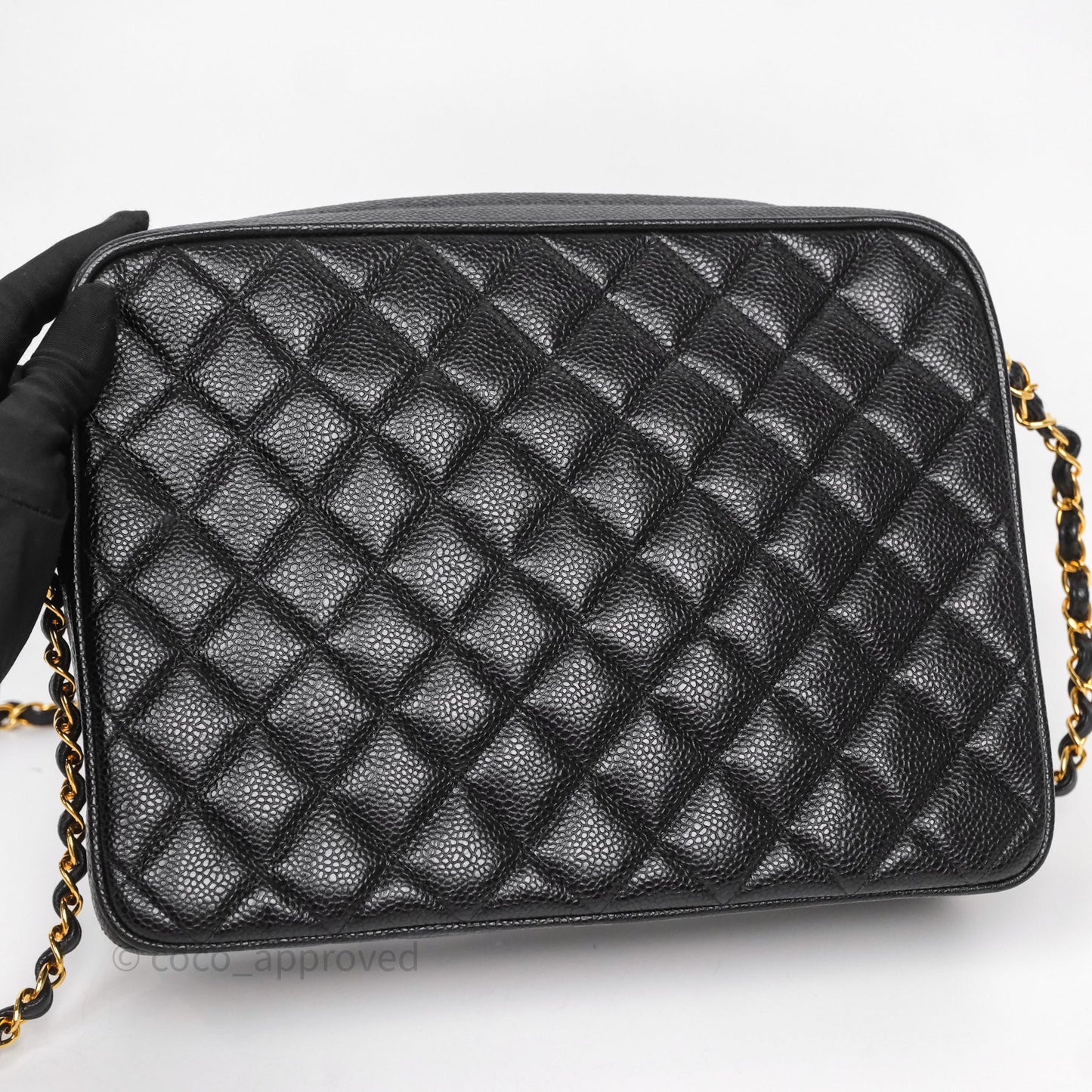 Chanel Vintage Camera Bag Coco Crush Black Caviar Gold Hardware