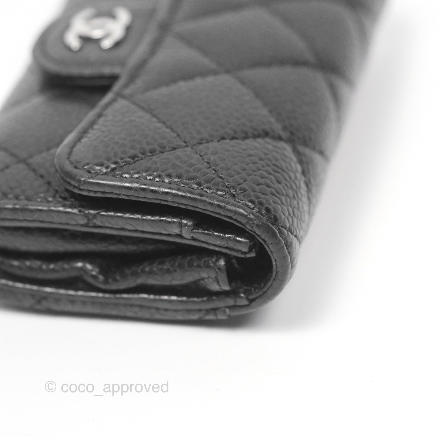 Chanel Classic Quilted Flap Card Holder Black Caviar Silver Hardware