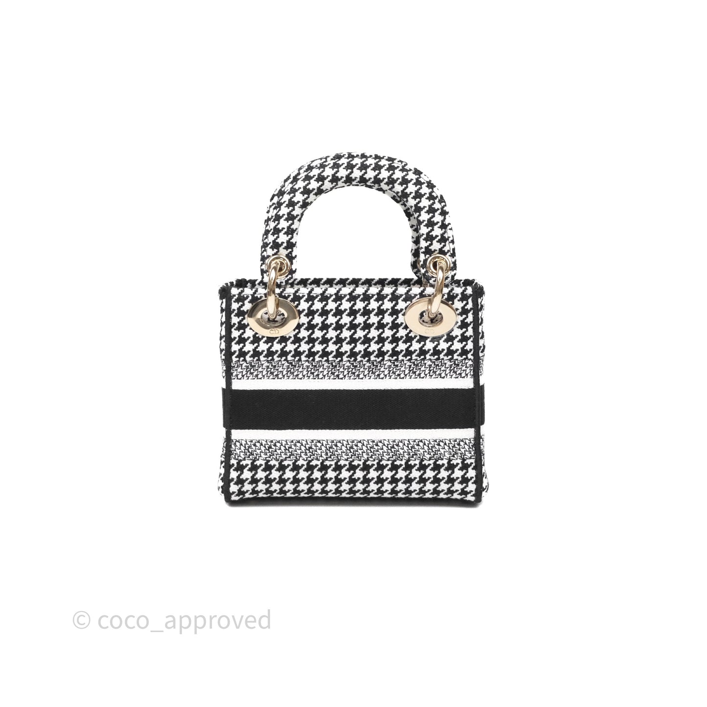 Christian Dior Mini Lady D-Lite Bag Black White Houndstooth