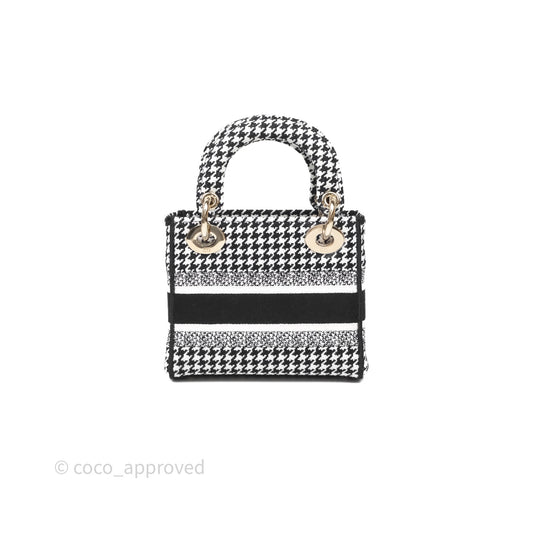Christian Dior Mini Lady D-Lite Bag Black White Houndstooth