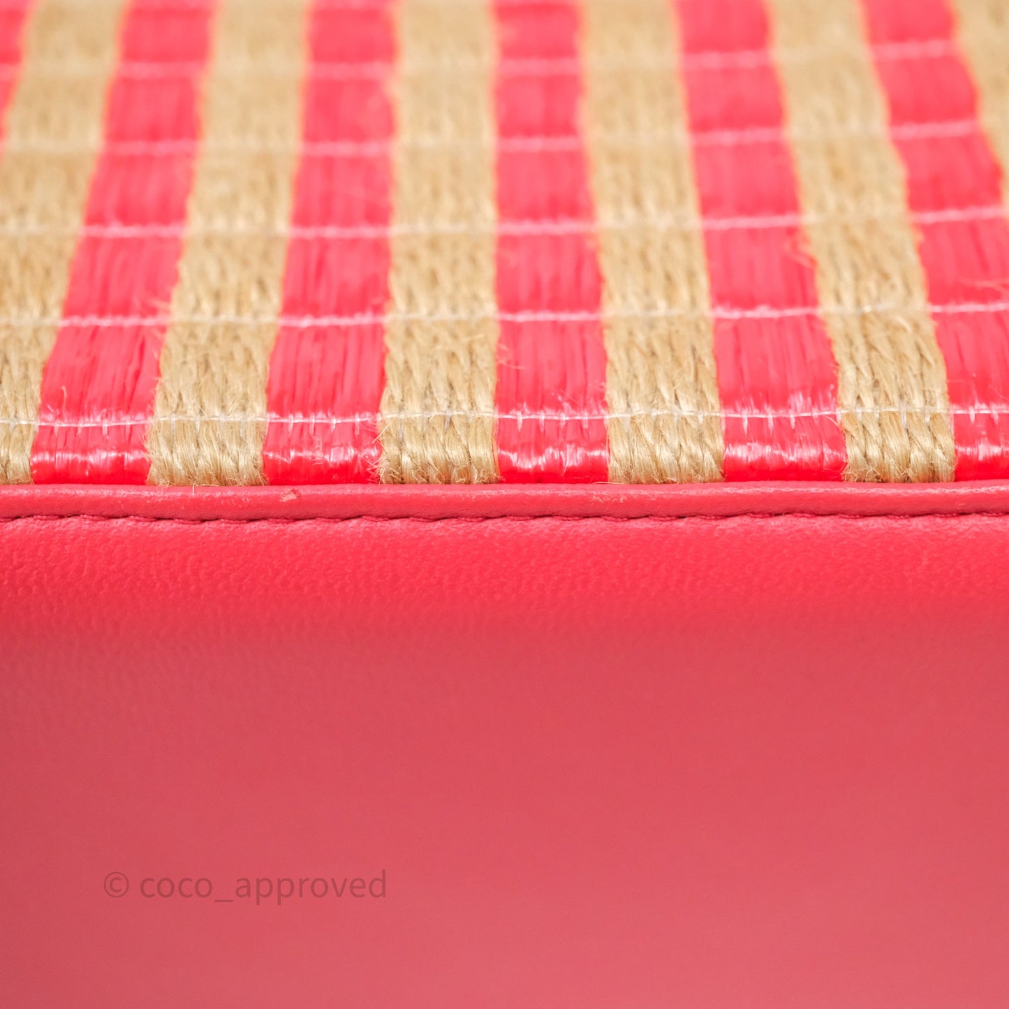 Chanel Vanity With Chain Striped Raffia Orange Gold Hardware