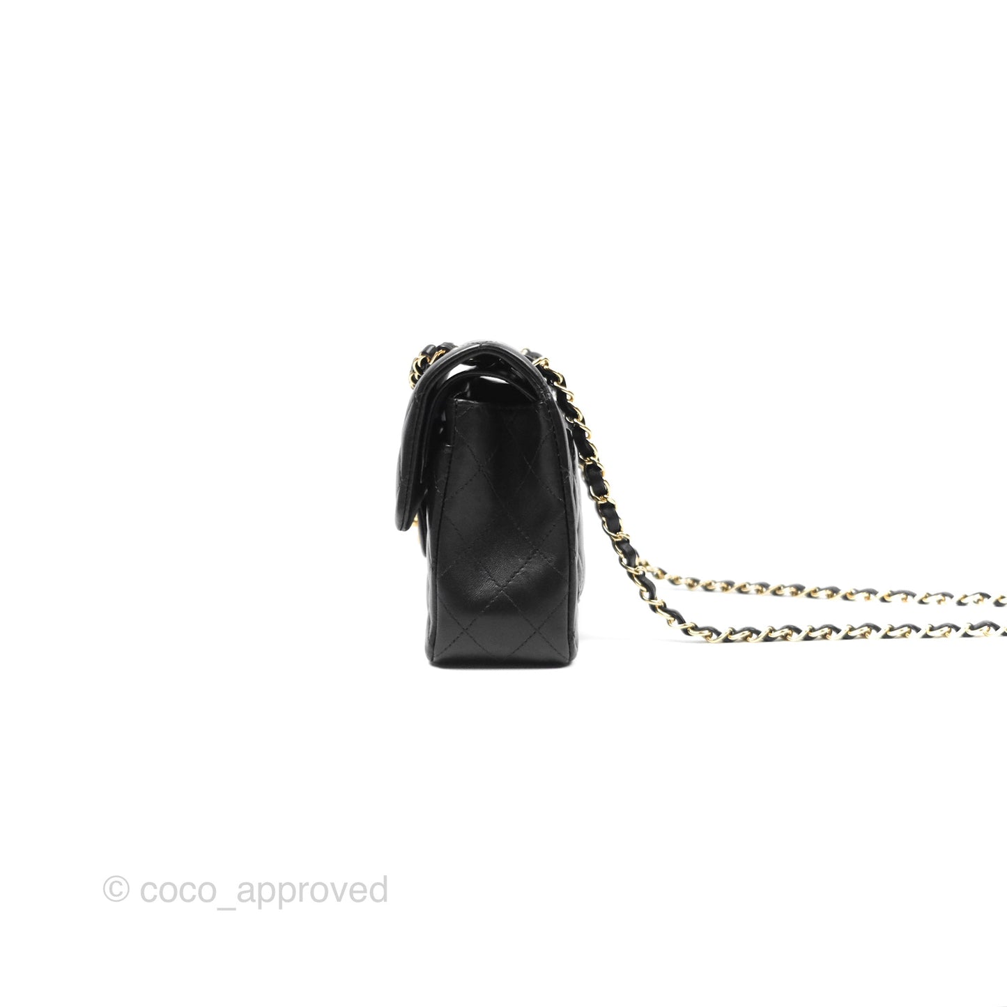 Chanel Small Classic Flap Quilted Black Lambskin Gold Hardware