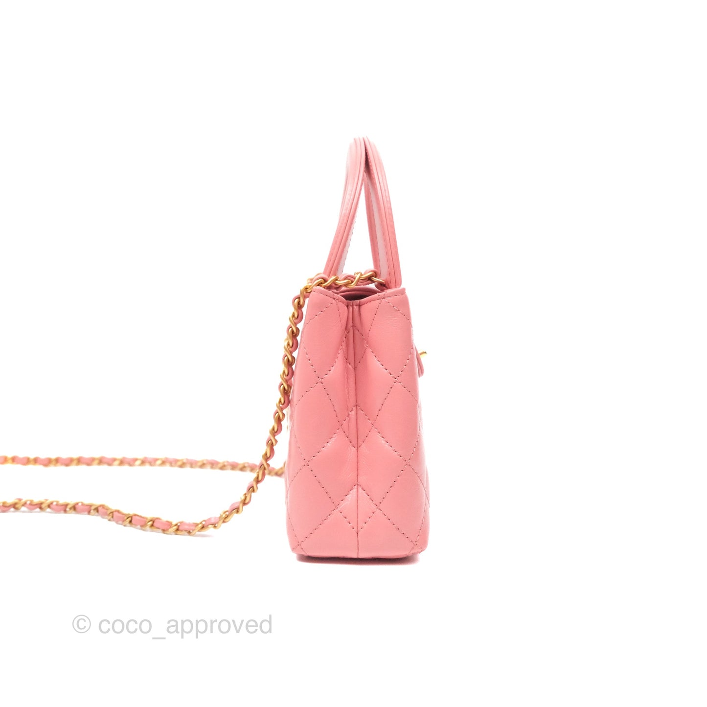 Chanel Kelly Bag Quilted Pink Shiny Calfskin Aged Gold Hardware