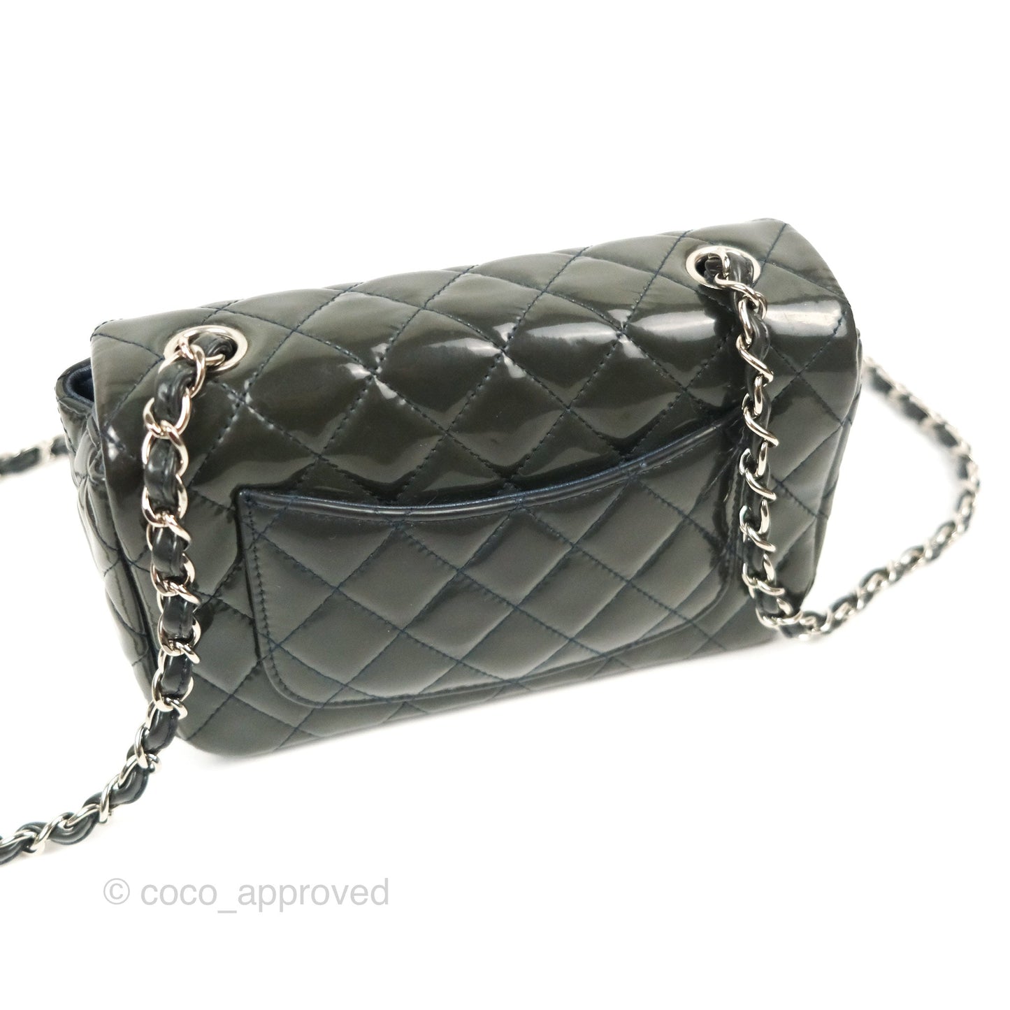 Chanel Quilted Mini Rectangular Green Patent Silver Hardware