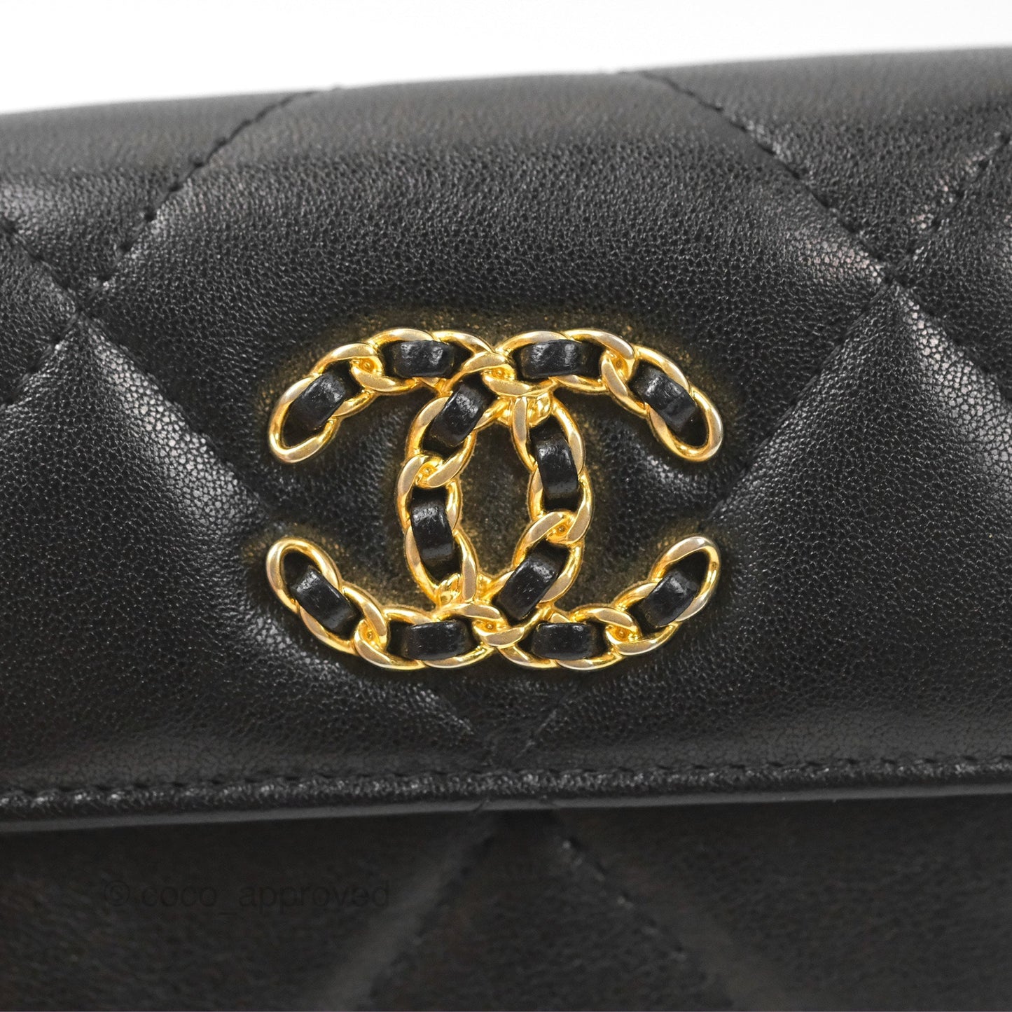 Chanel 19 Short Flap Wallet Black Lambskin