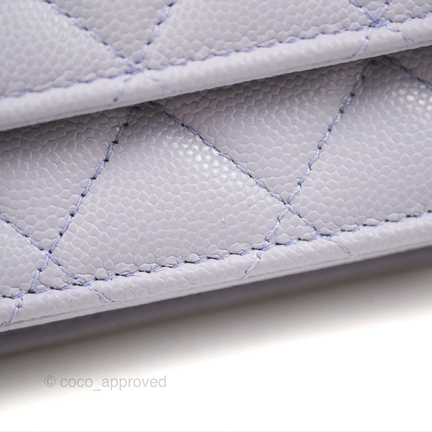 Chanel Quilted Classic Wallet on Chain WOC Lilac Caviar Silver Hardware