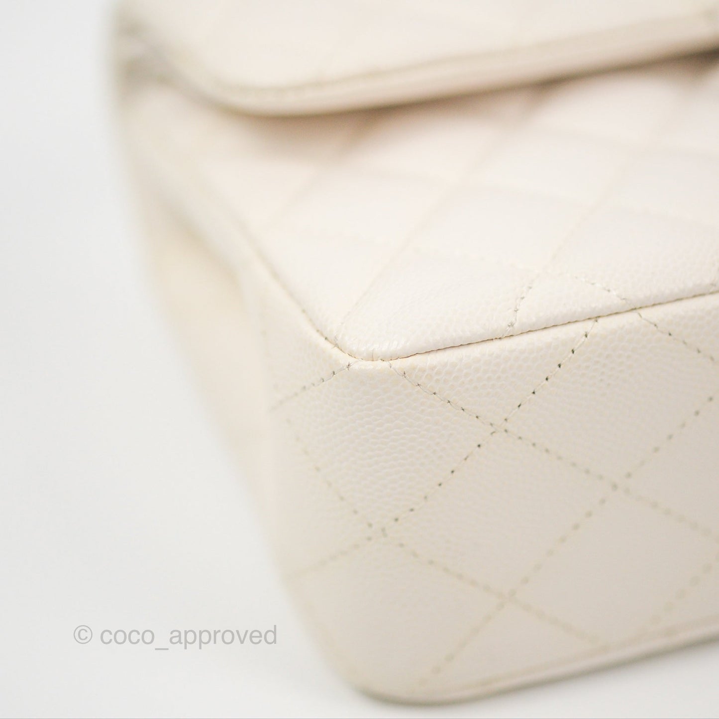 Chanel Small Classic Quilted Flap White Caviar Gold Hardware