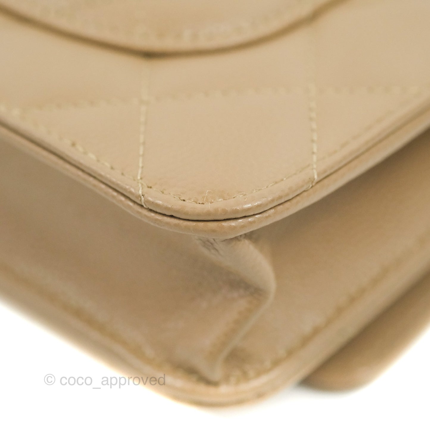 Chanel Quilted Classic Wallet on Chain WOC Dark Beige Caviar Gold Hardware
