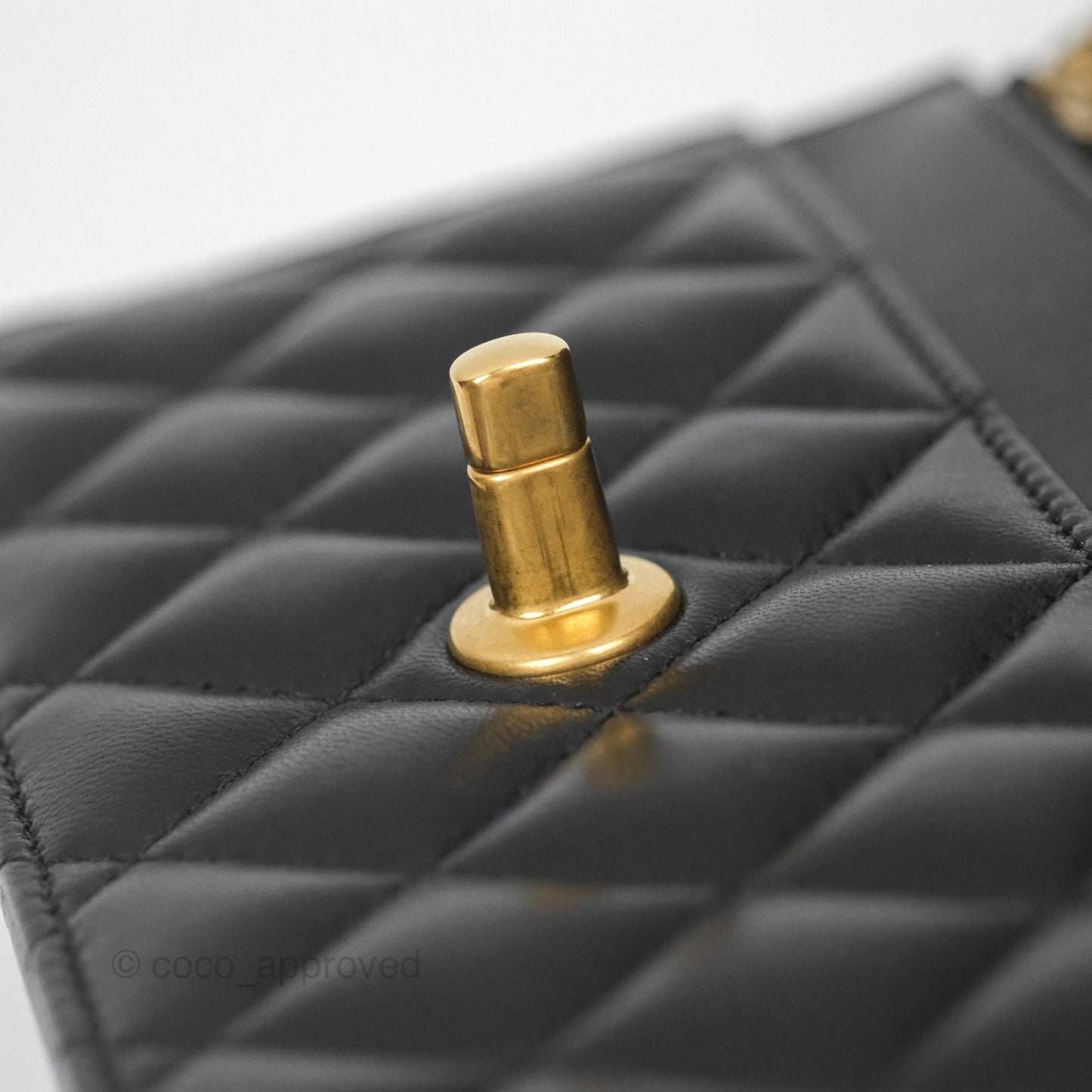 Chanel Quilted WOC Adjustable Chain Black Shiny Lambskin Aged Gold Hardware